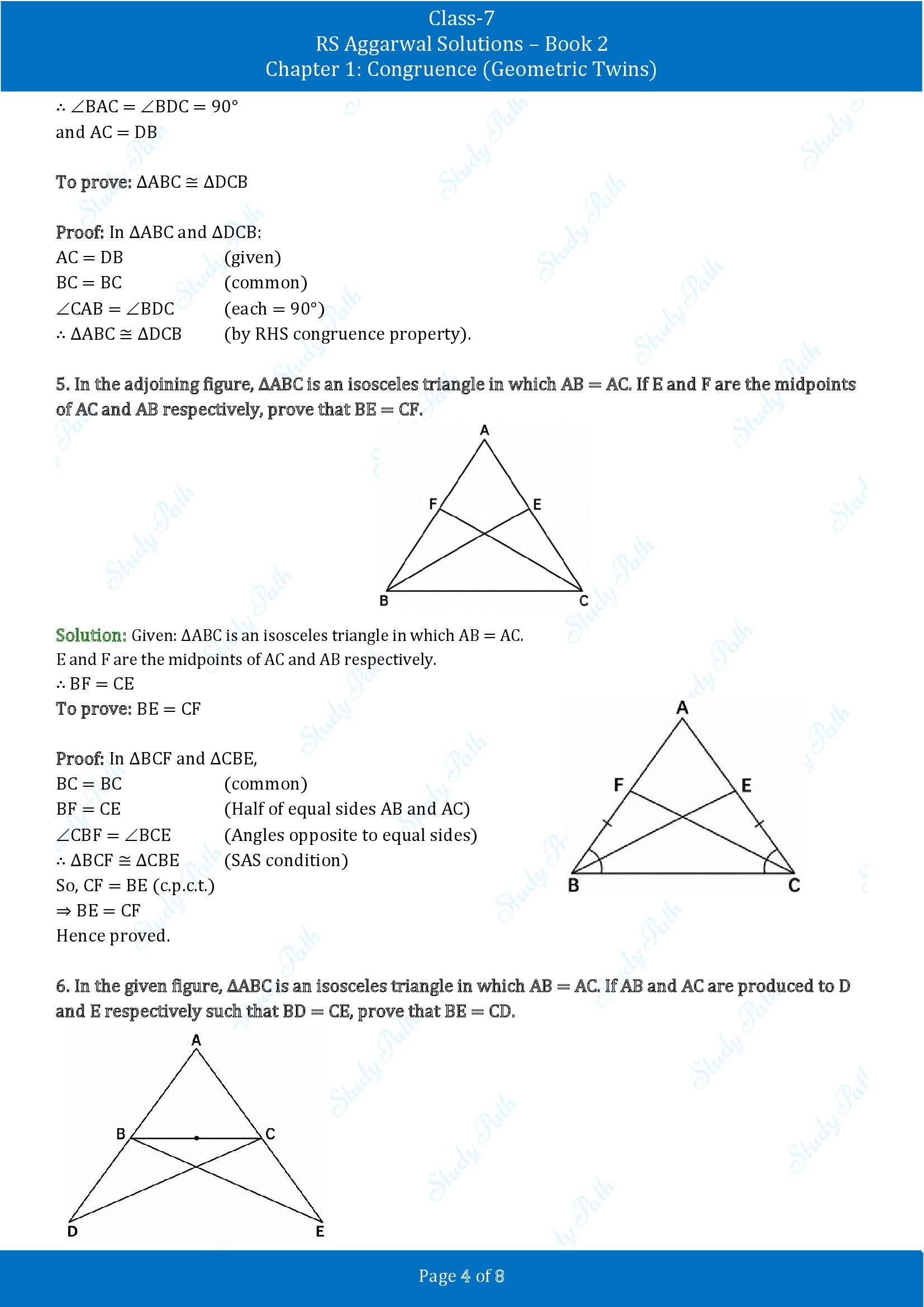 RS Aggarwal Solutions Class 7 Book 2 Chapter 1 Congruence Geometric Twins Exercise 1A 00004