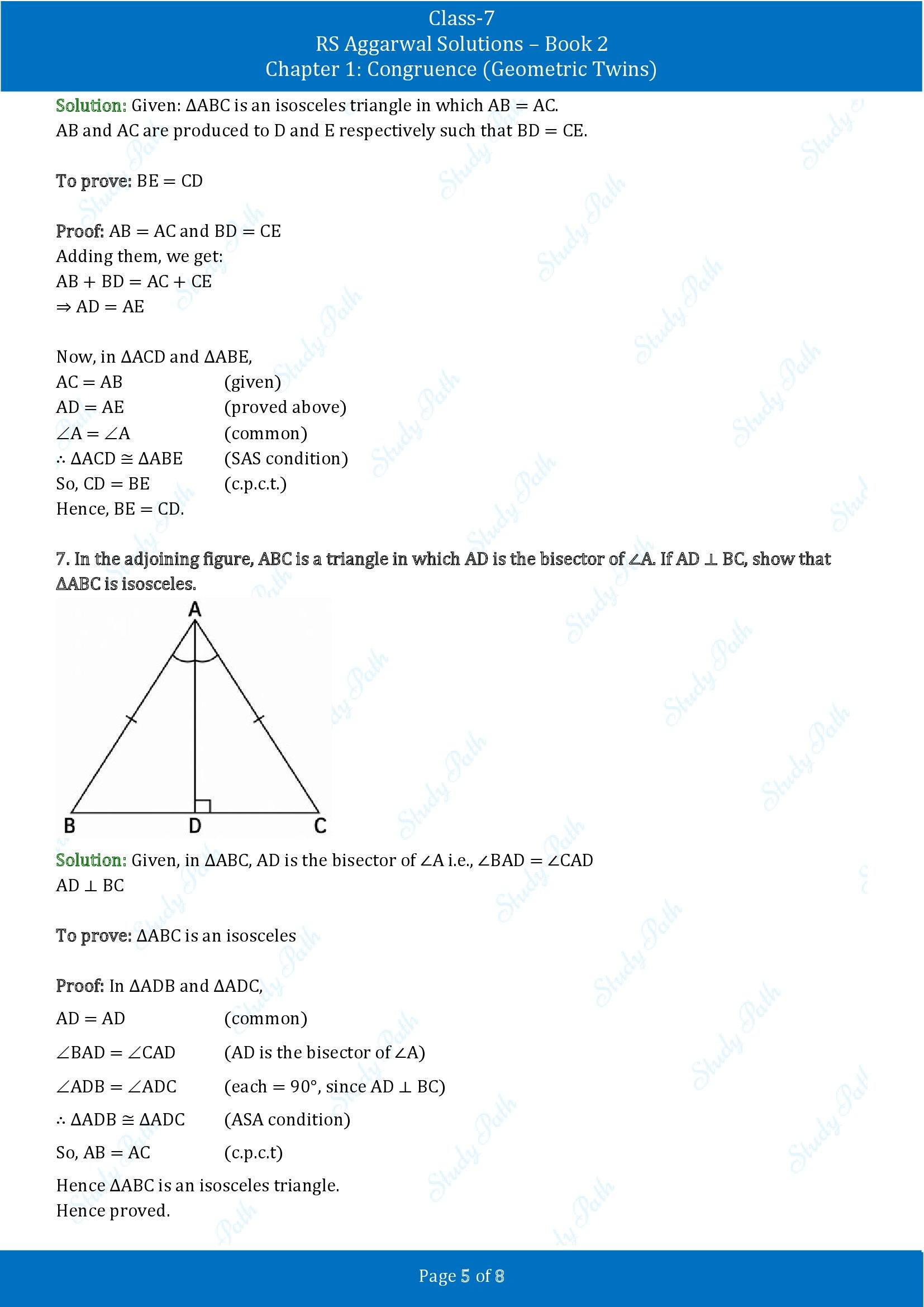RS Aggarwal Solutions Class 7 Book 2 Chapter 1 Congruence Geometric Twins Exercise 1A 00005