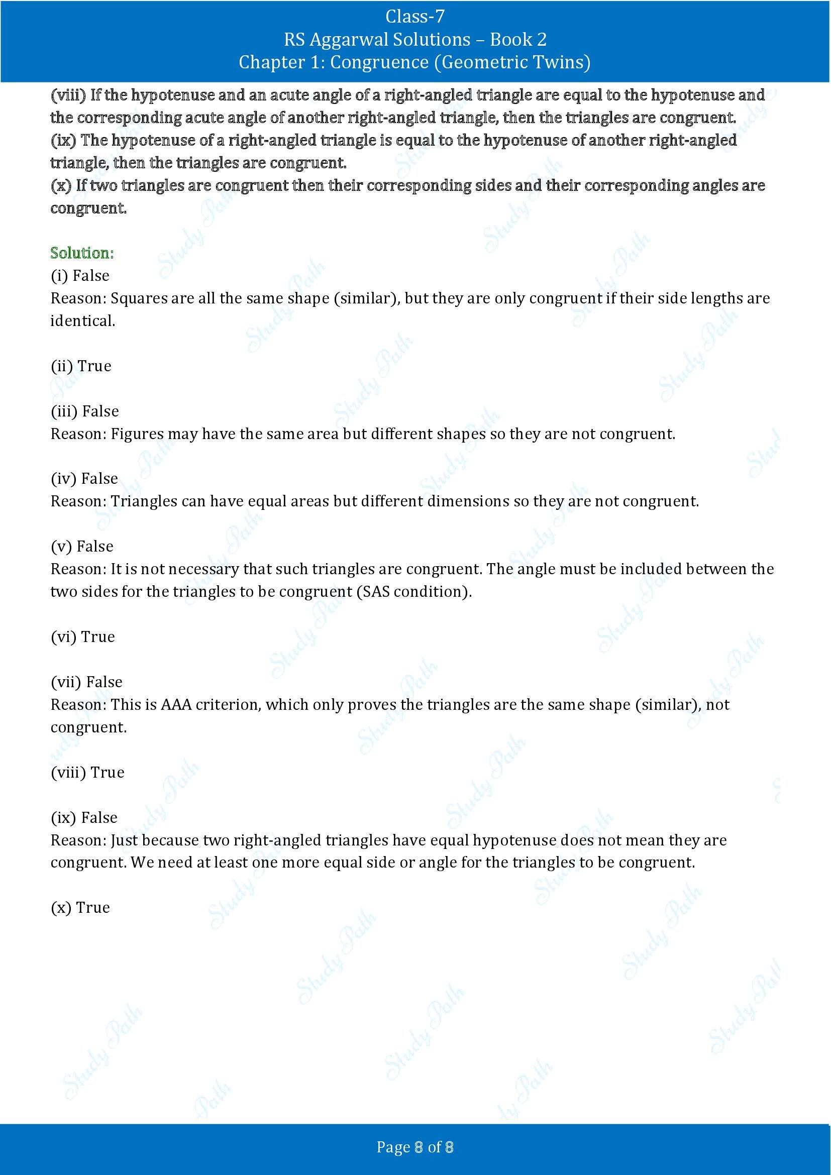 RS Aggarwal Solutions Class 7 Book 2 Chapter 1 Congruence Geometric Twins Exercise 1A 00008