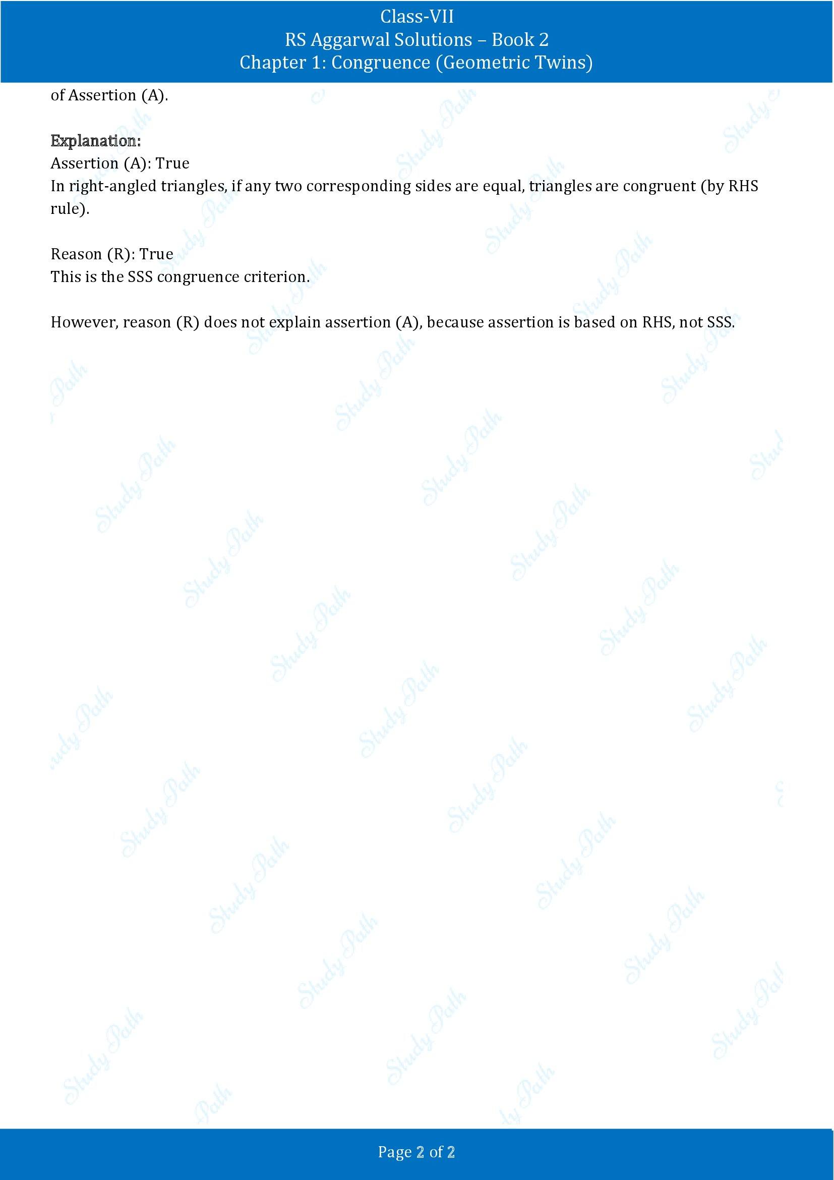 RS Aggarwal Solutions Class 7 Book 2 Chapter 1 Congruence Geometric Twins Exercise 1C 00002