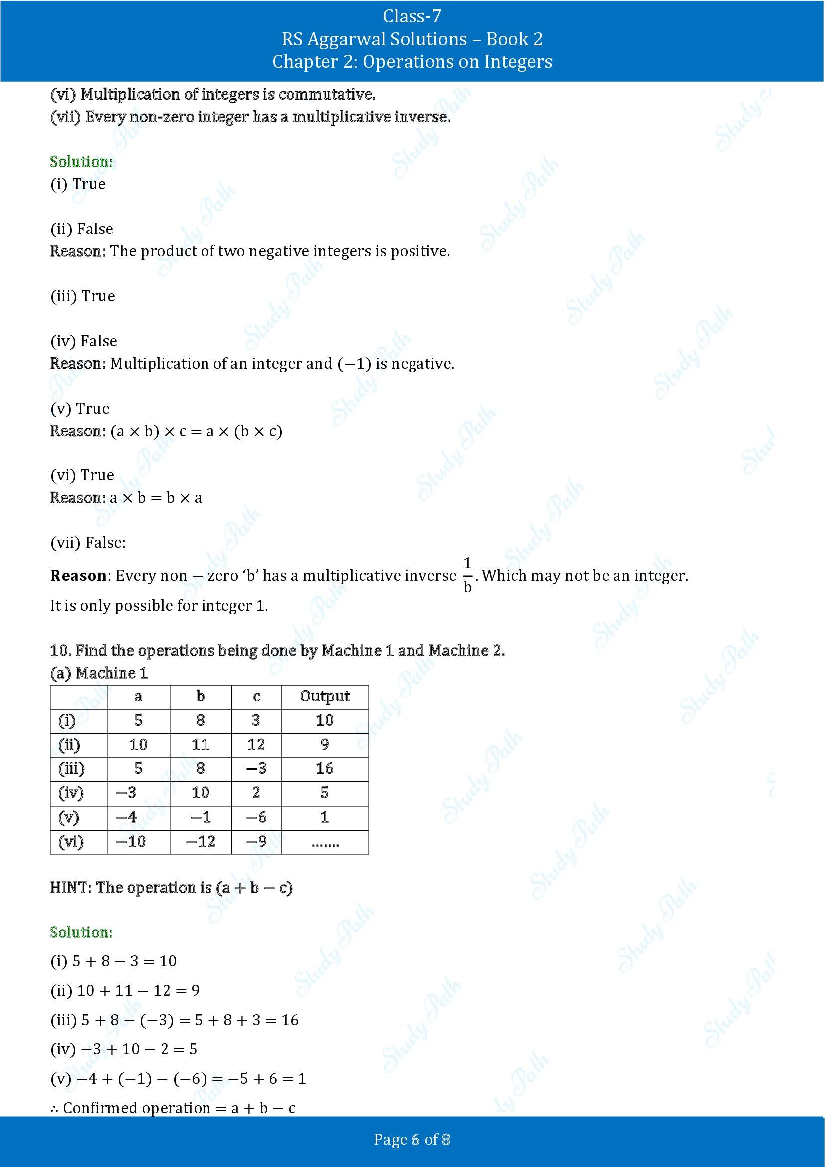 RS Aggarwal Solutions Class 7 Book 2 Chapter 2 Operations on Integers Exercise 2B 00006