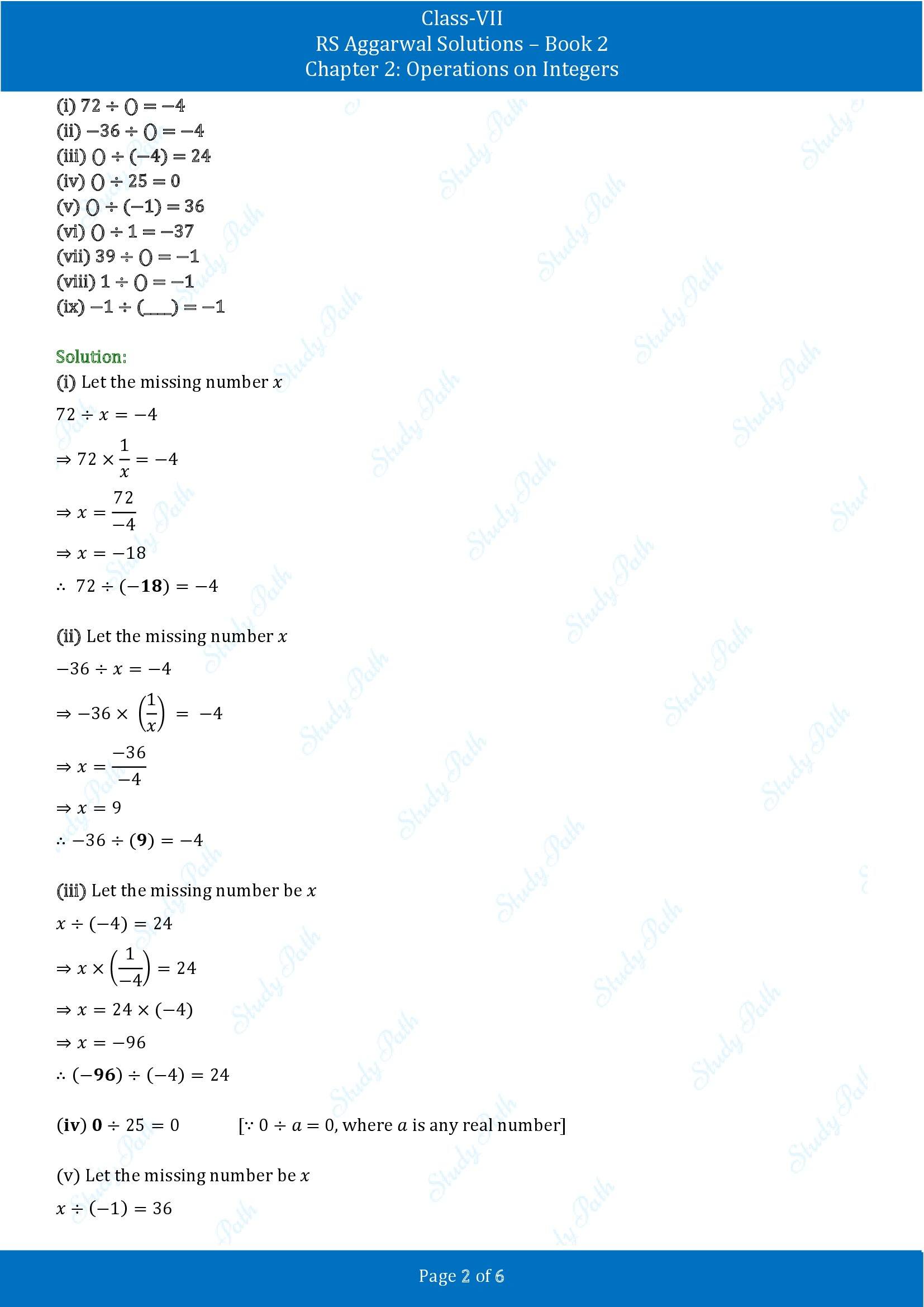 RS Aggarwal Solutions Class 7 Book 2 Chapter 2 Operations on Integers Exercise 2C 00002