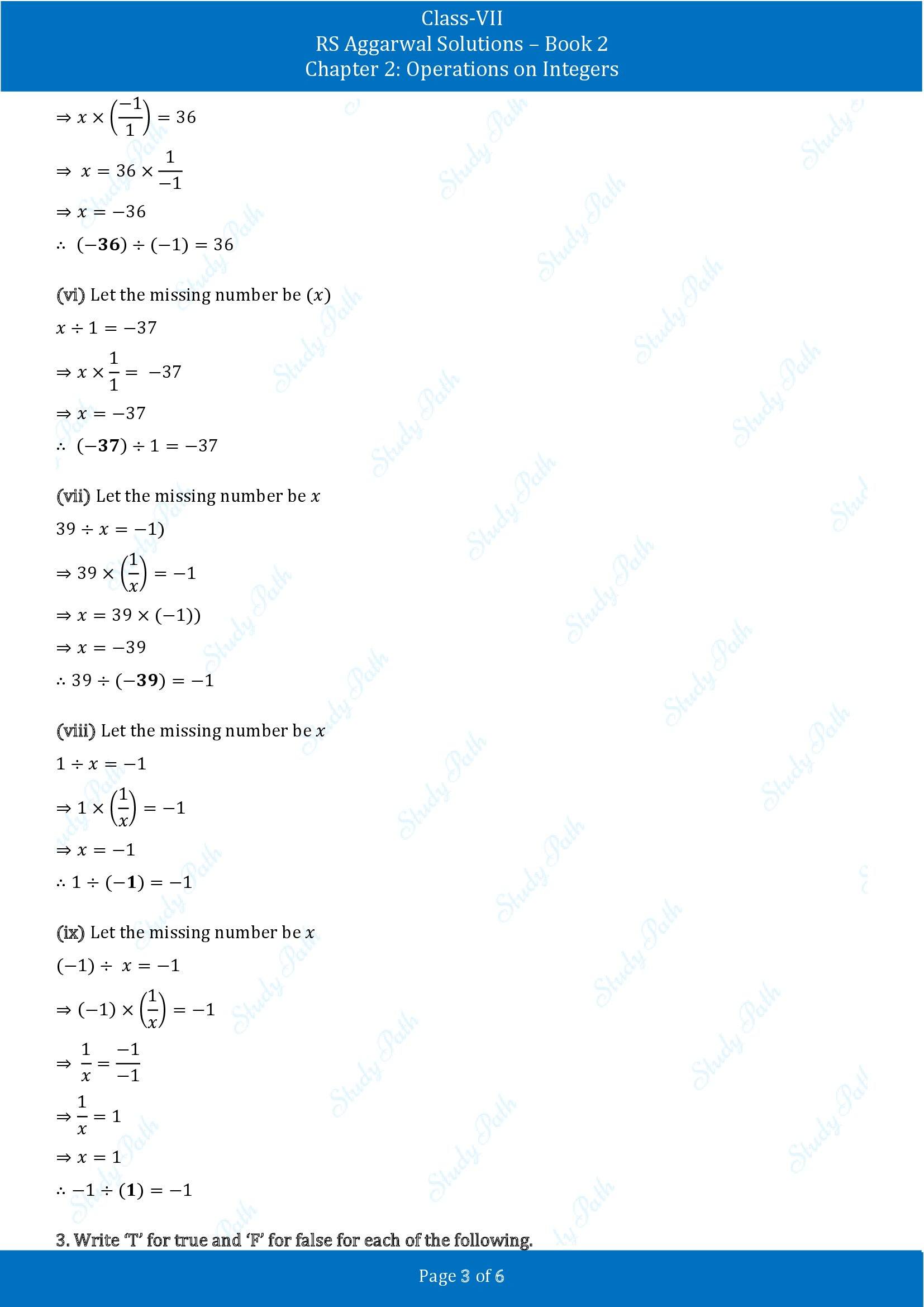 RS Aggarwal Solutions Class 7 Book 2 Chapter 2 Operations on Integers Exercise 2C 00003