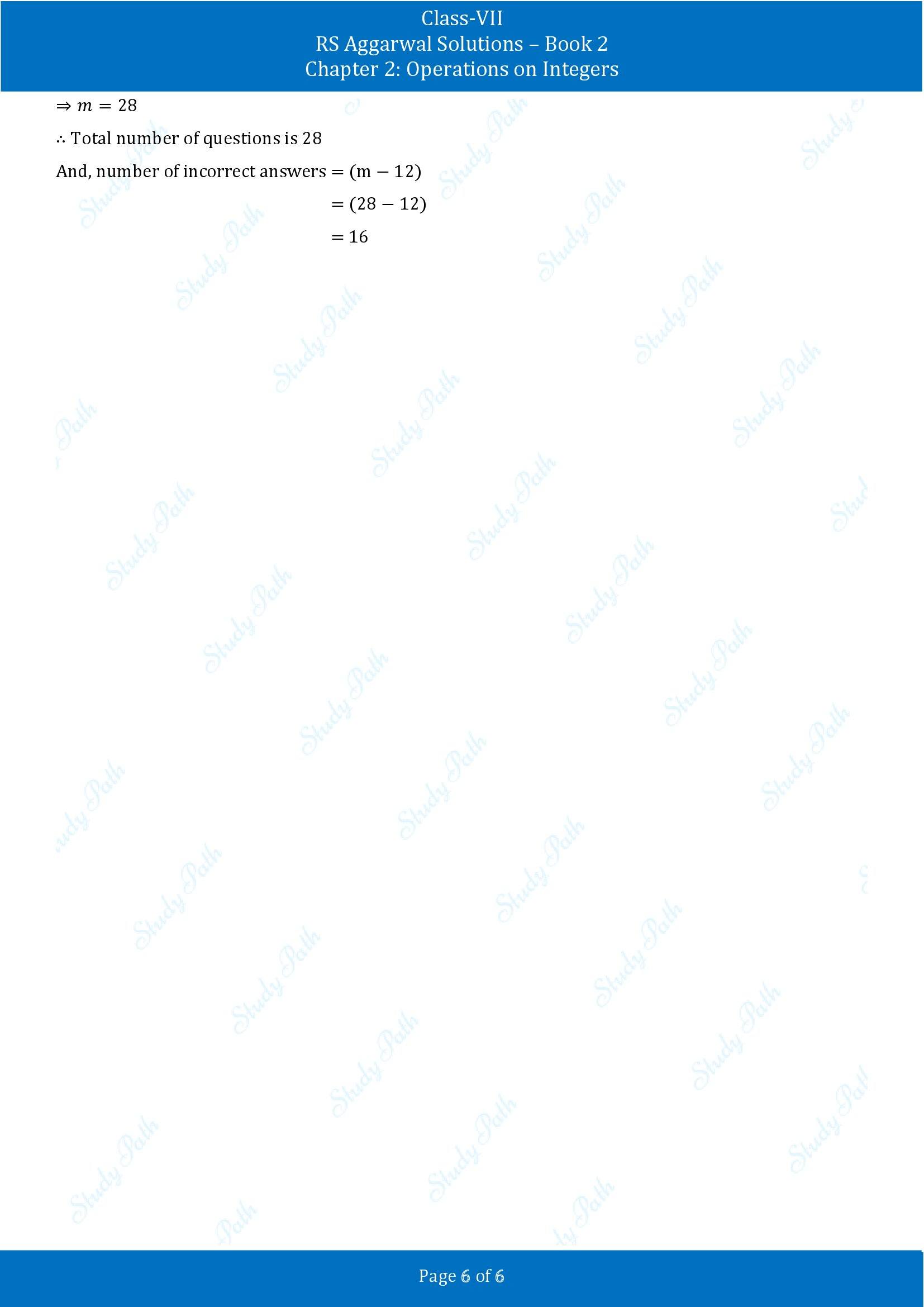 RS Aggarwal Solutions Class 7 Book 2 Chapter 2 Operations on Integers Exercise 2C 00006
