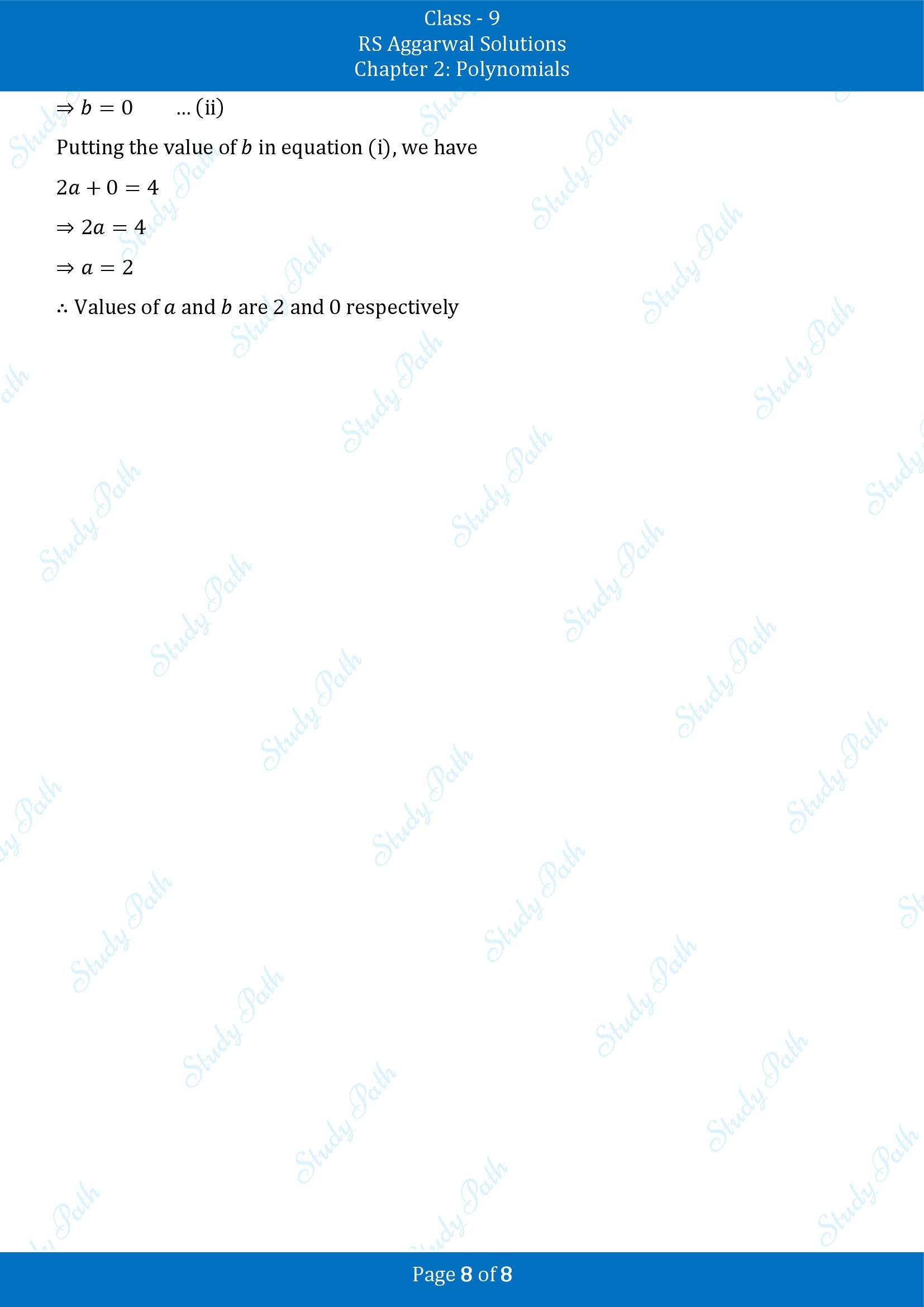 RS Aggarwal Solutions Class 9 Chapter 2 Polynomials Exercise 2B 00008