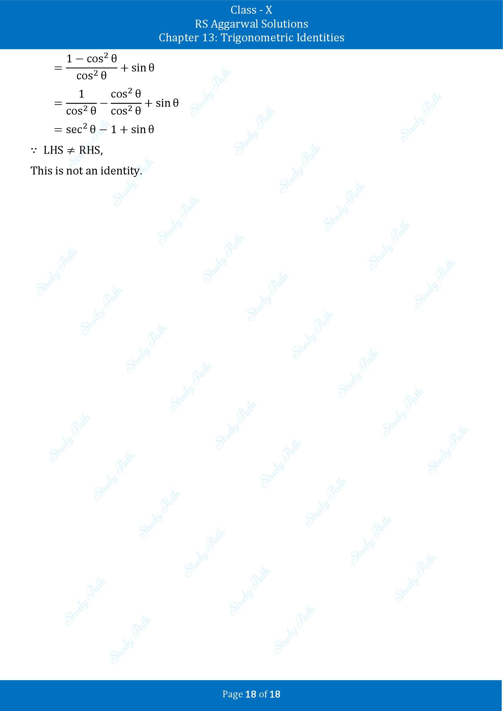 RS Aggarwal Solutions for Class 10 Chapter 13 Trigonometric Identities Exercise 13A 00018