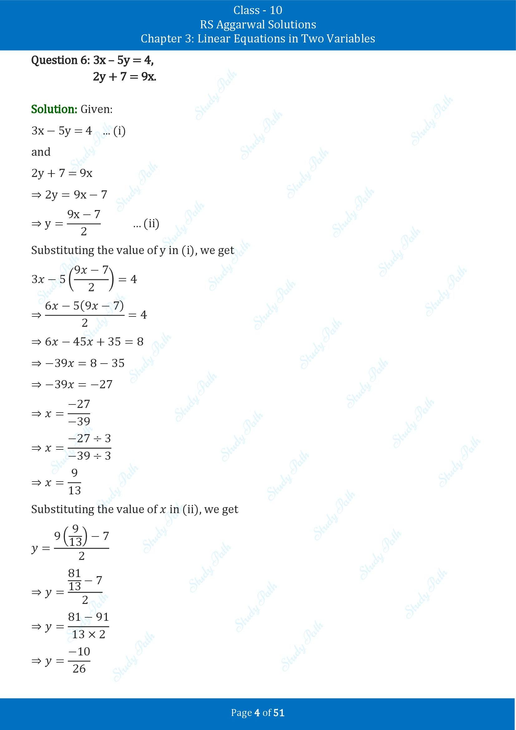 RS Aggarwal Solutions for Class 10 Chapter 3 Linear Equations in Two Variables Exercise 3B 00004