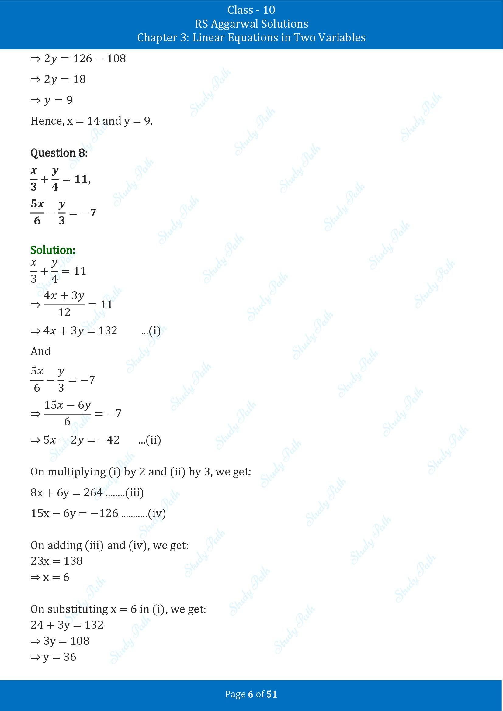 RS Aggarwal Solutions for Class 10 Chapter 3 Linear Equations in Two Variables Exercise 3B 00006