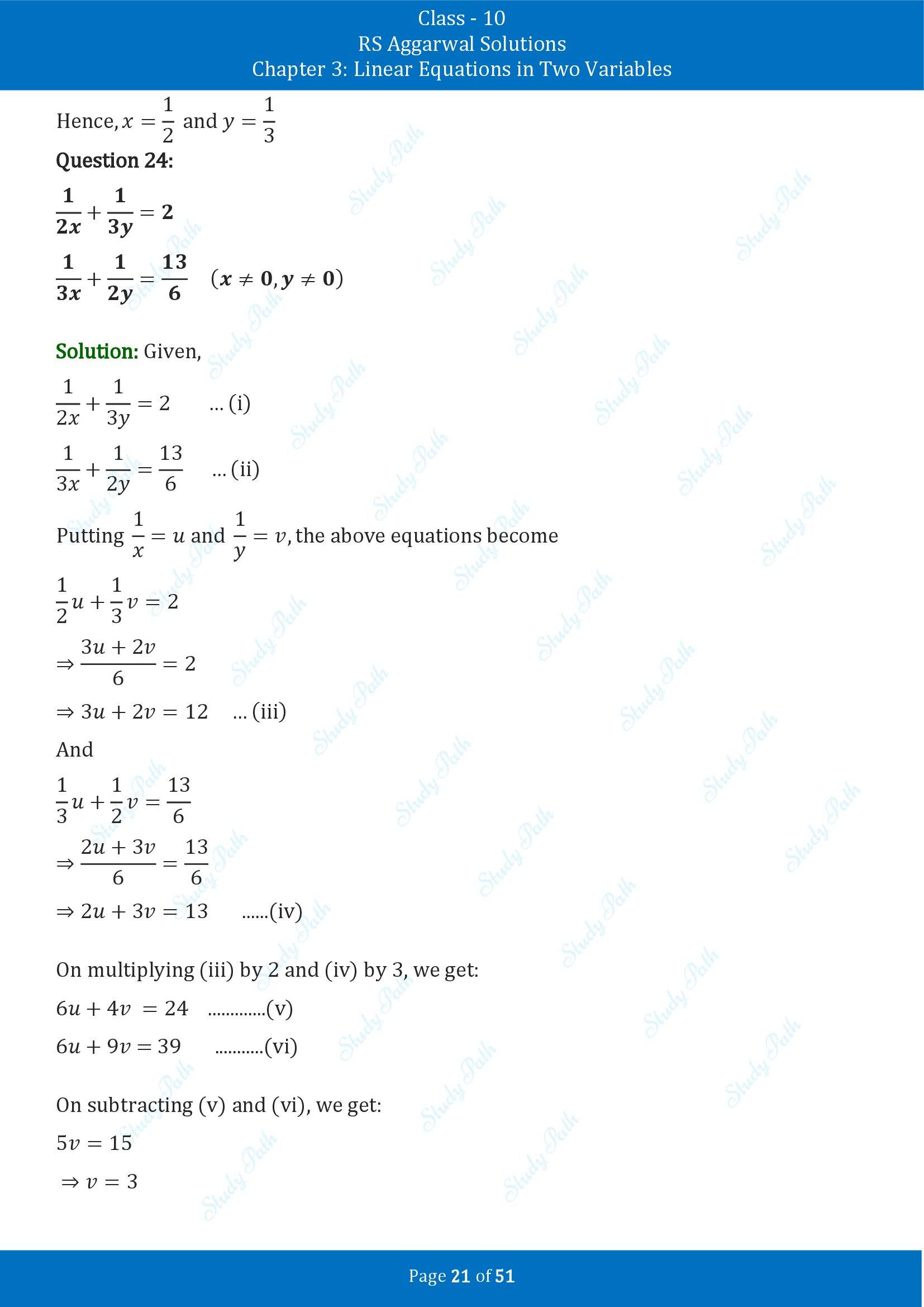 RS Aggarwal Solutions for Class 10 Chapter 3 Linear Equations in Two Variables Exercise 3B 00021