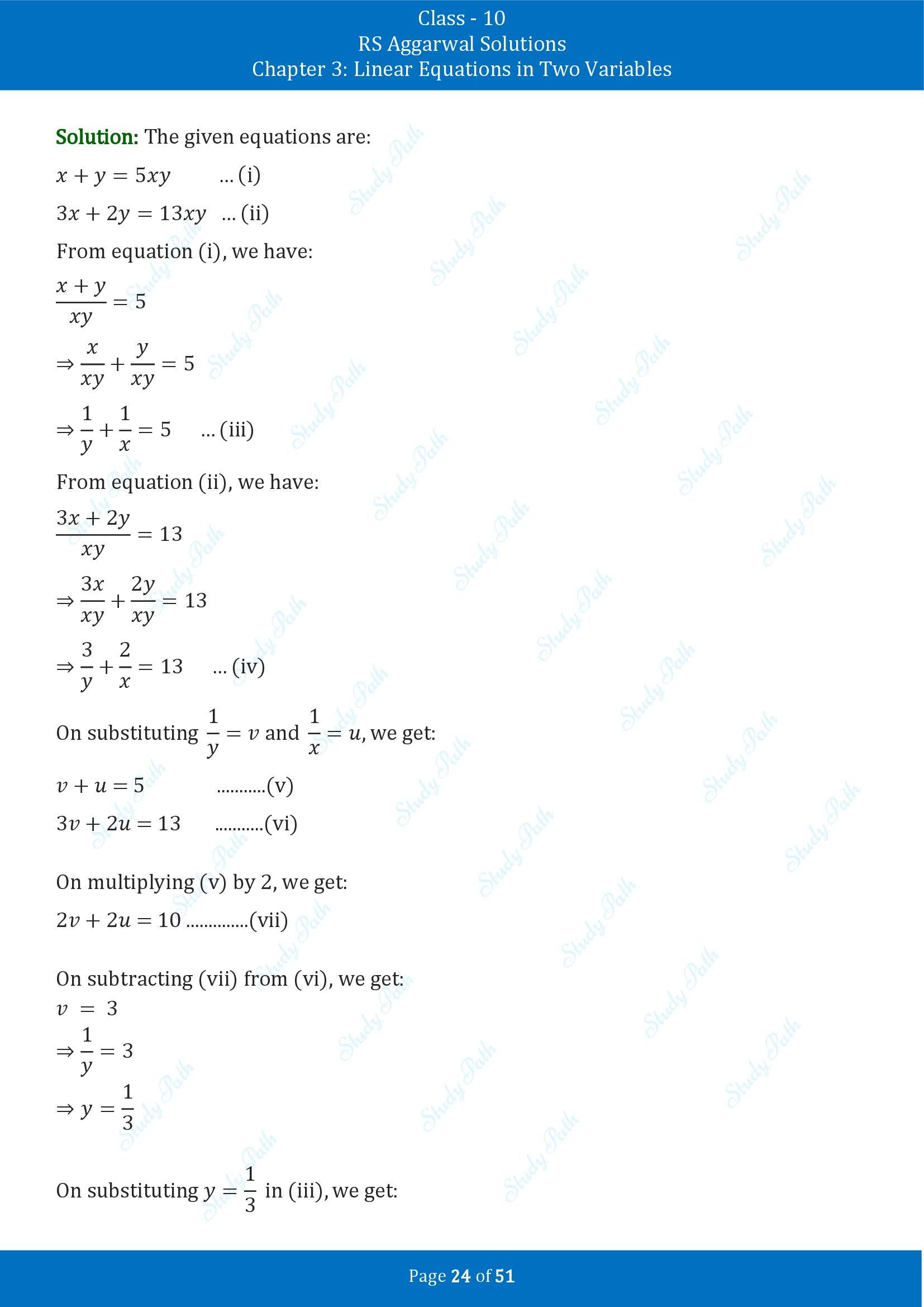 RS Aggarwal Solutions for Class 10 Chapter 3 Linear Equations in Two Variables Exercise 3B 00024