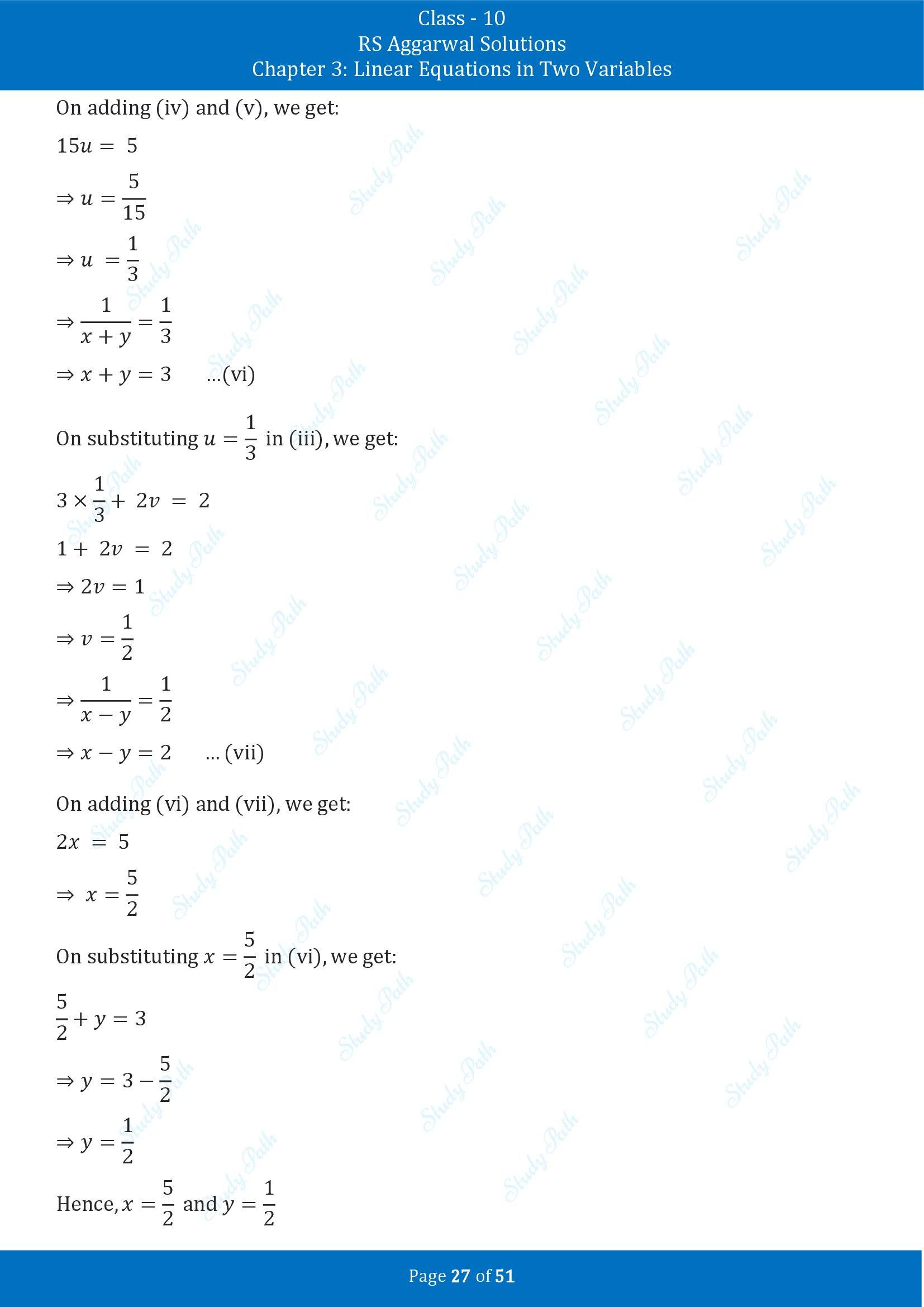 RS Aggarwal Solutions for Class 10 Chapter 3 Linear Equations in Two Variables Exercise 3B 00027