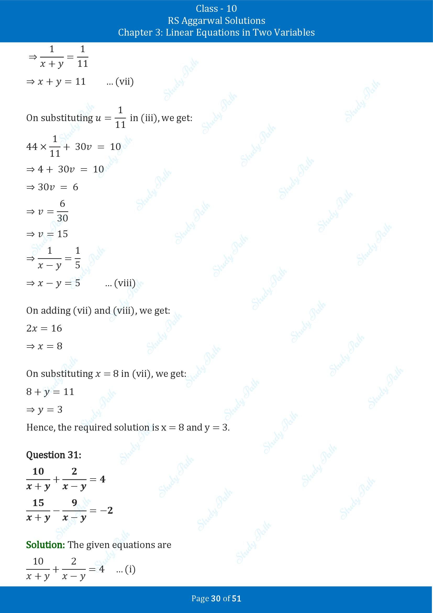 RS Aggarwal Solutions for Class 10 Chapter 3 Linear Equations in Two Variables Exercise 3B 00030