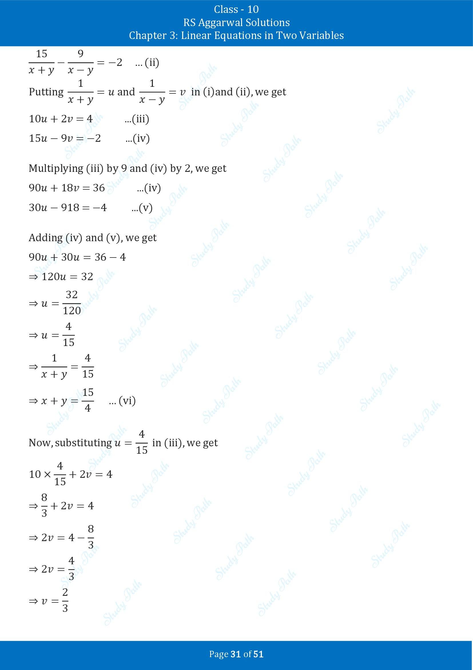 RS Aggarwal Solutions for Class 10 Chapter 3 Linear Equations in Two Variables Exercise 3B 00031