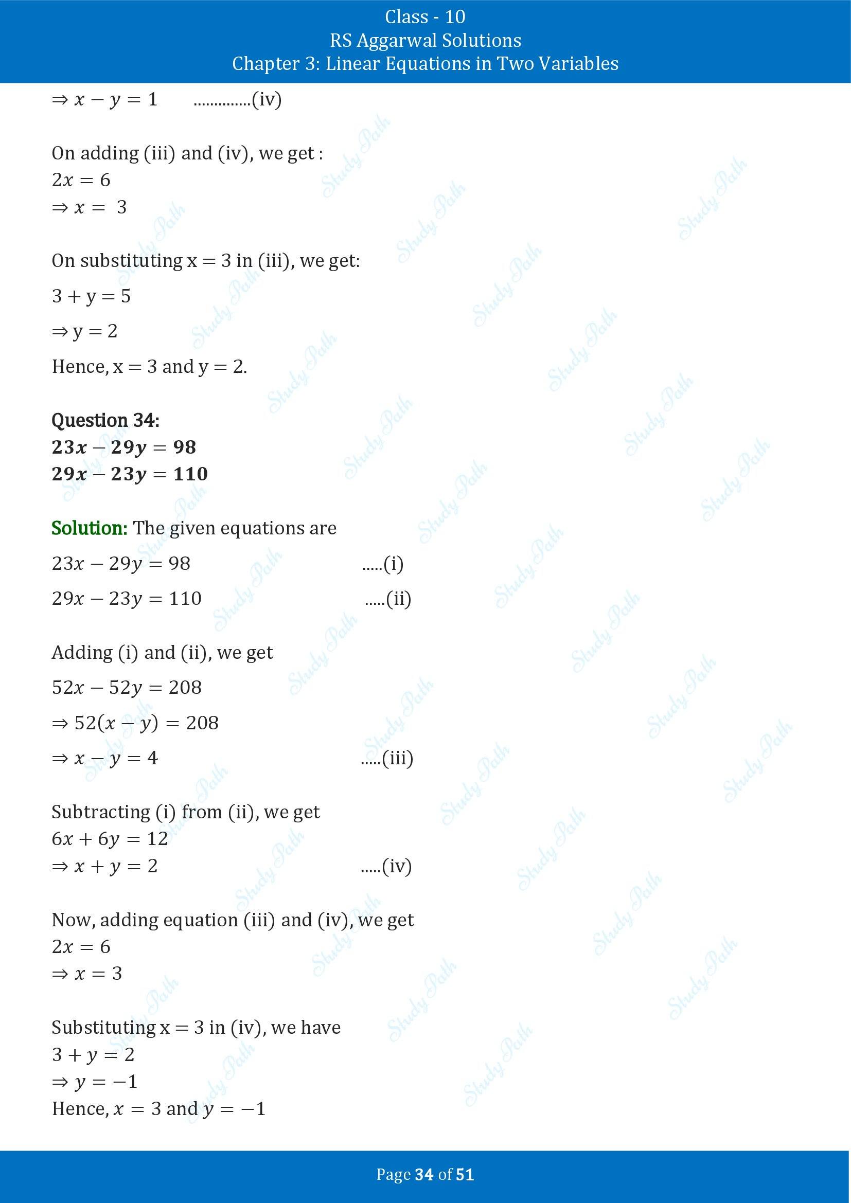 RS Aggarwal Solutions for Class 10 Chapter 3 Linear Equations in Two Variables Exercise 3B 00034