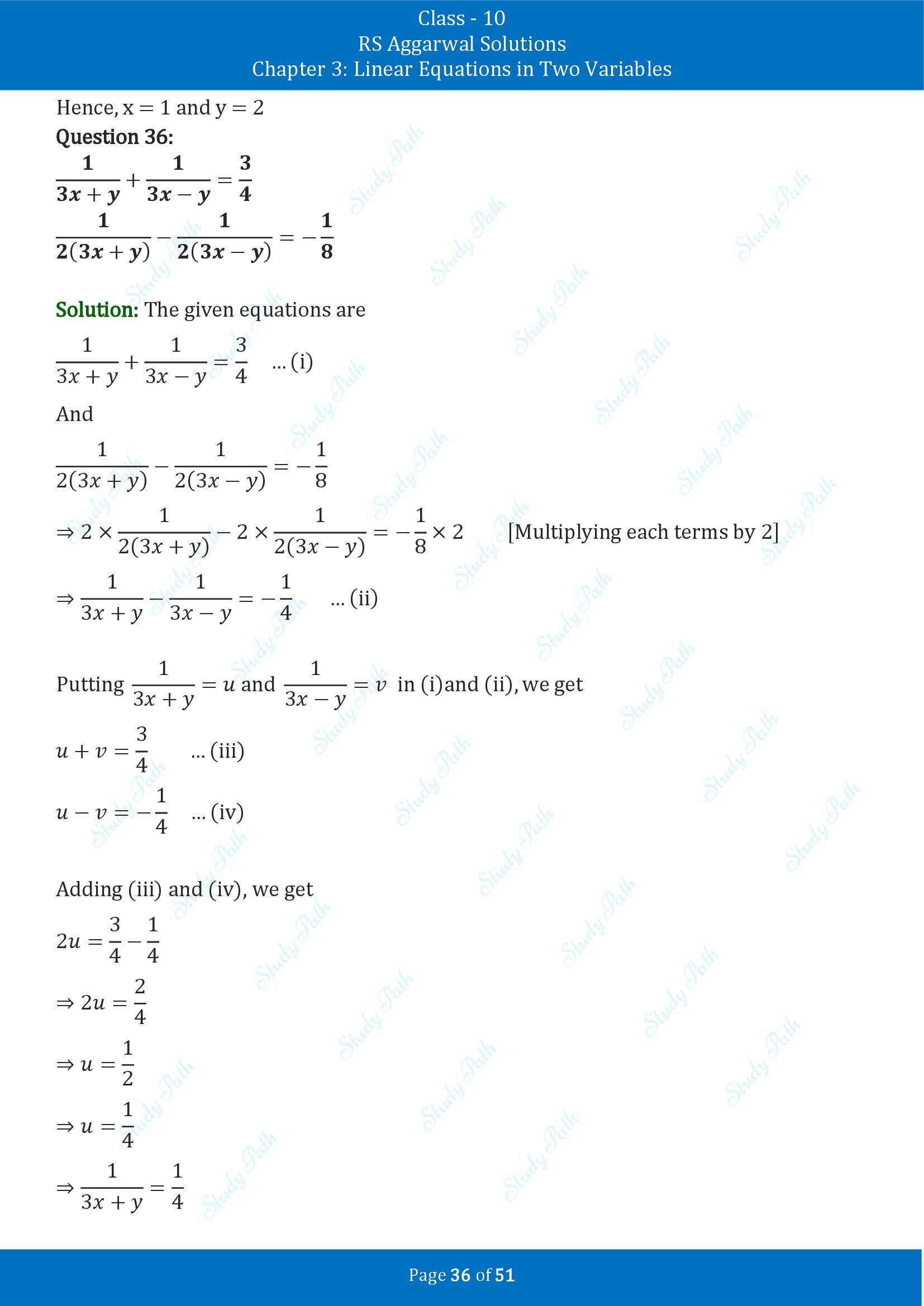 RS Aggarwal Solutions for Class 10 Chapter 3 Linear Equations in Two Variables Exercise 3B 00036