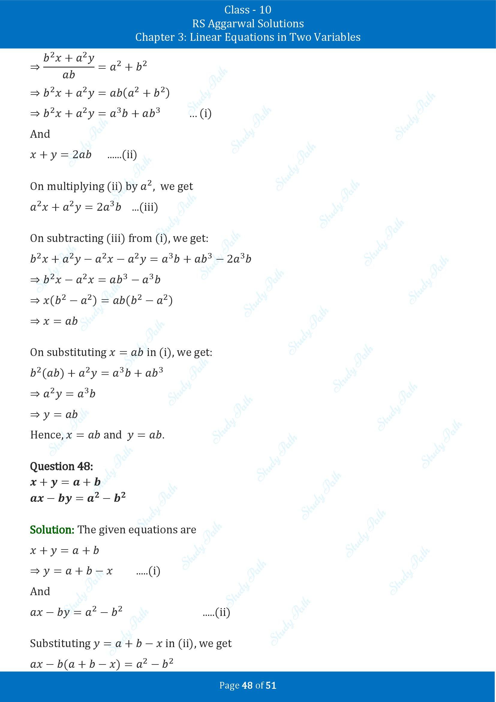 RS Aggarwal Solutions for Class 10 Chapter 3 Linear Equations in Two Variables Exercise 3B 00048