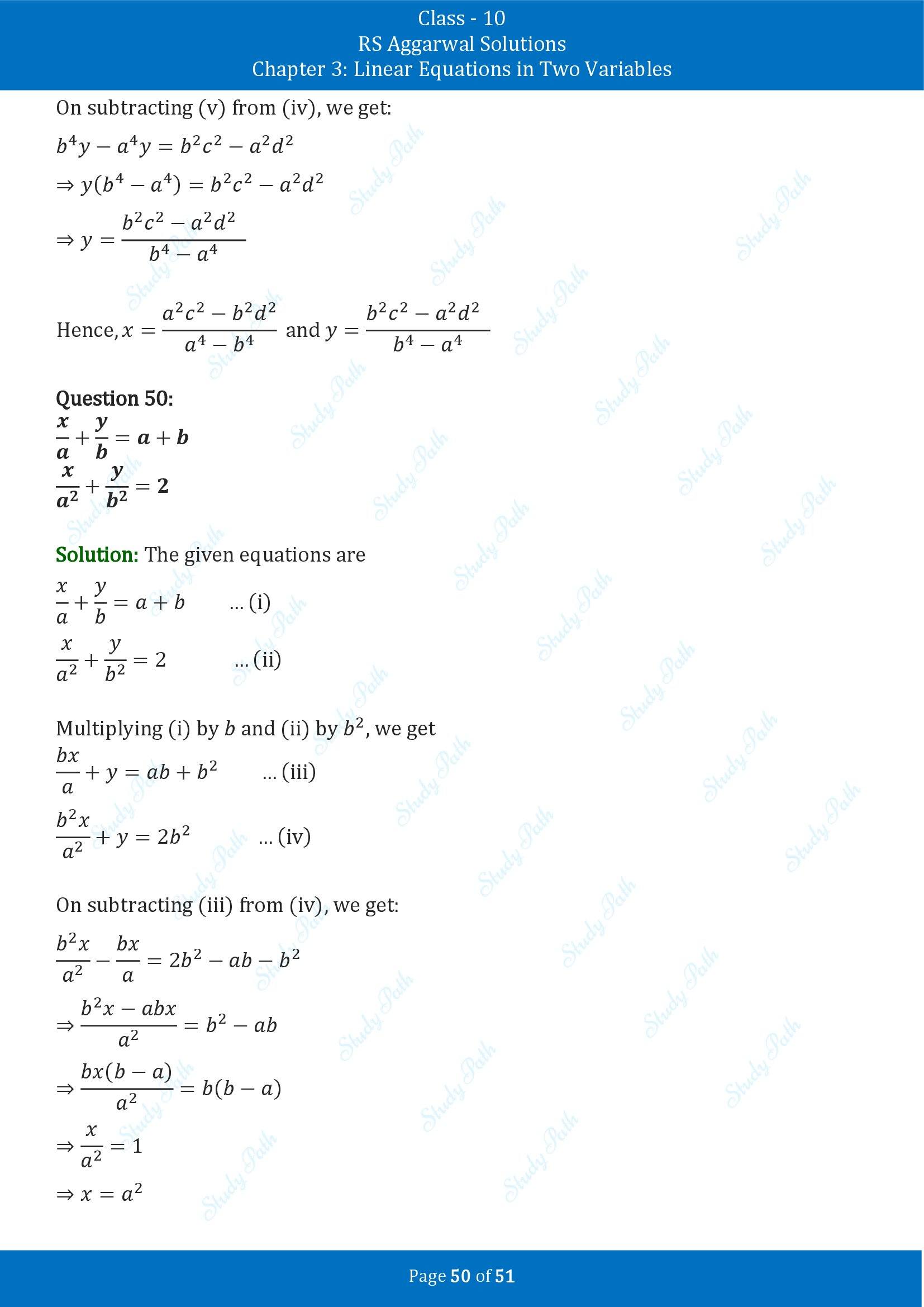 RS Aggarwal Solutions for Class 10 Chapter 3 Linear Equations in Two Variables Exercise 3B 00050