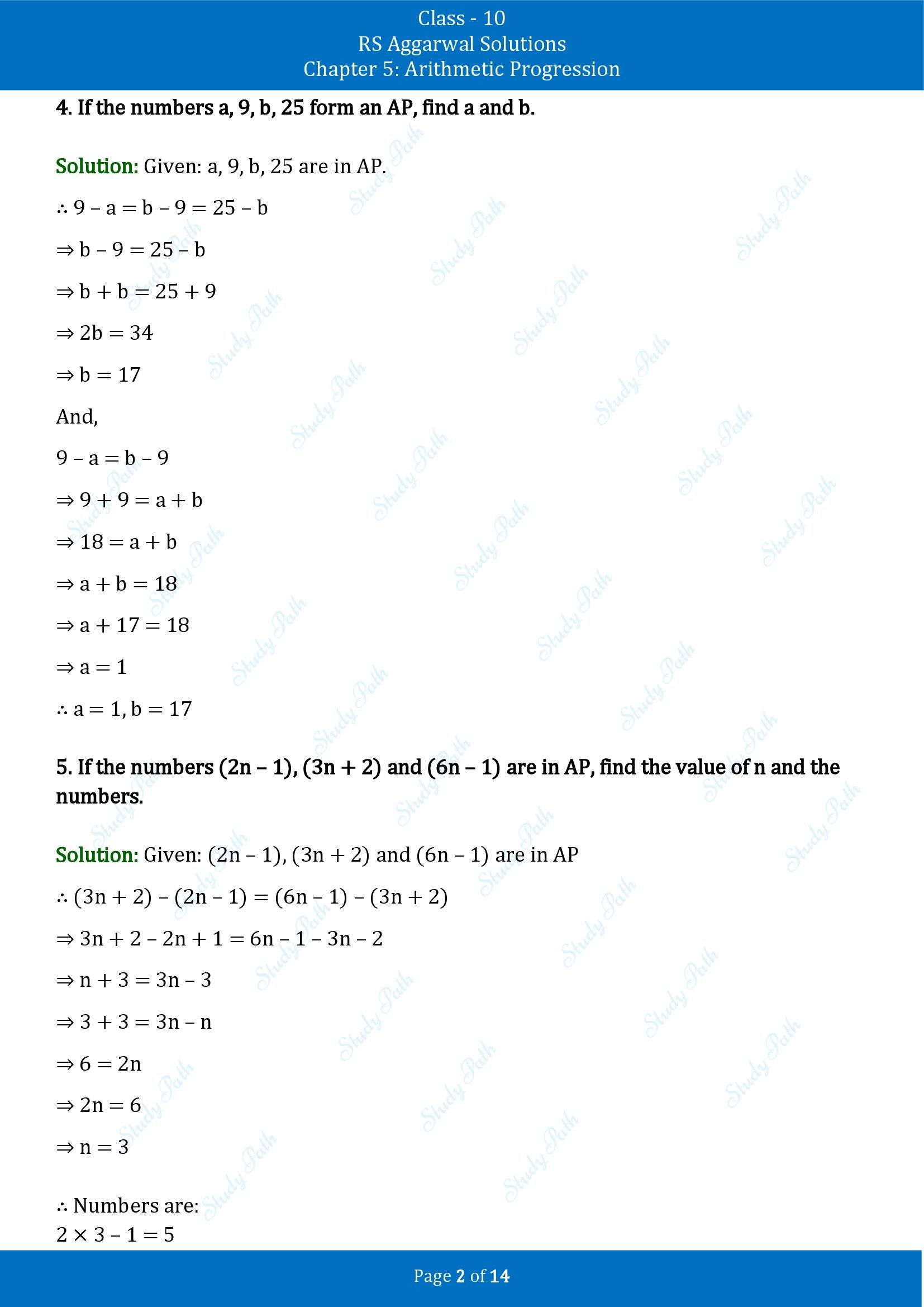 RS Aggarwal Solutions for Class 10 Chapter 5 Arithmetic Progression Exercise 5D 00002