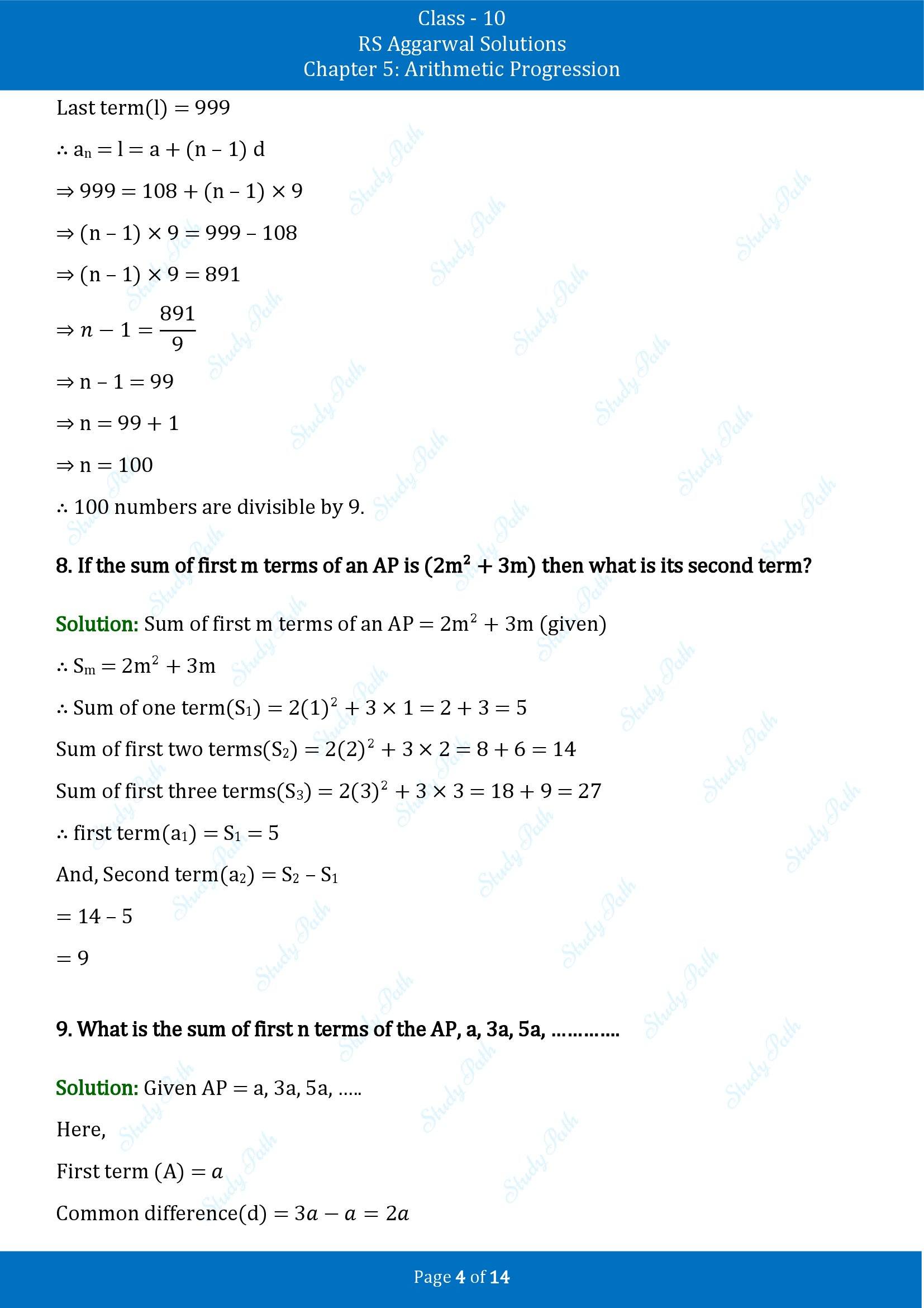 RS Aggarwal Solutions for Class 10 Chapter 5 Arithmetic Progression Exercise 5D 00004