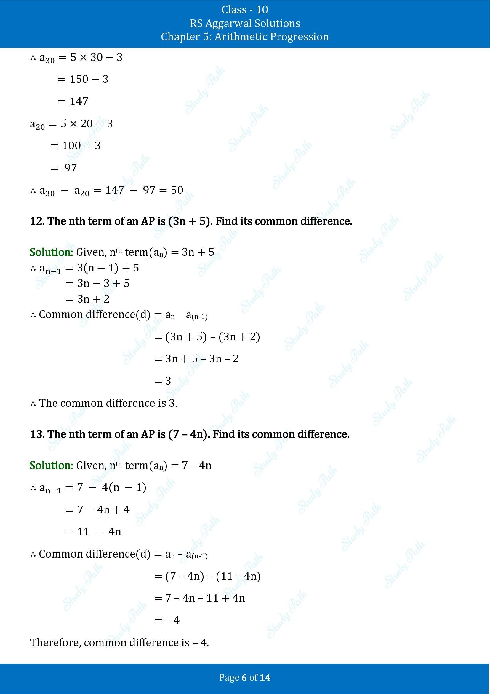 RS Aggarwal Solutions for Class 10 Chapter 5 Arithmetic Progression Exercise 5D 00006