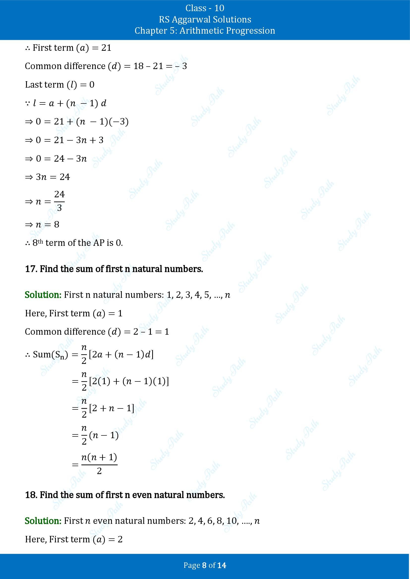 RS Aggarwal Solutions for Class 10 Chapter 5 Arithmetic Progression Exercise 5D 00008