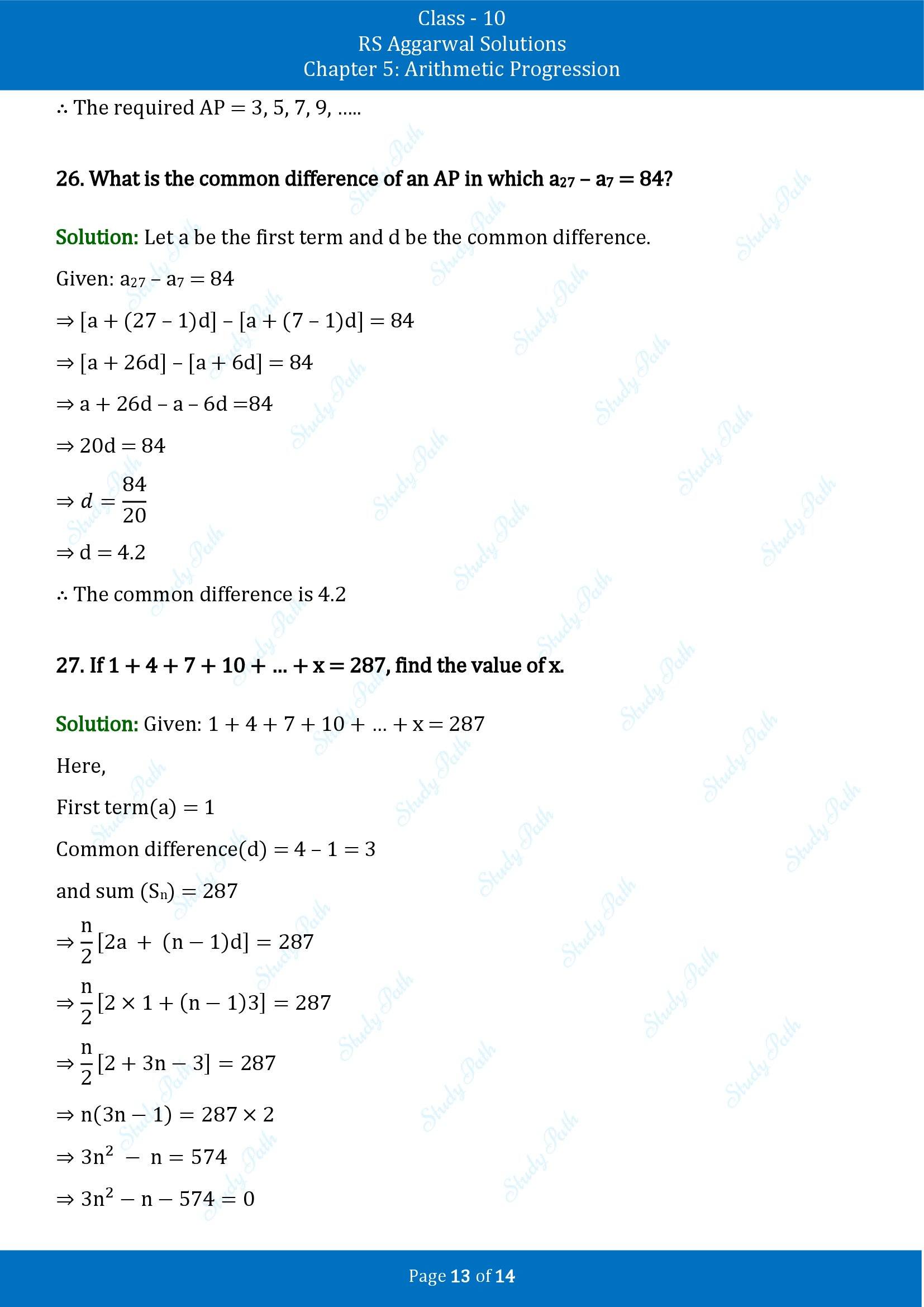 RS Aggarwal Solutions for Class 10 Chapter 5 Arithmetic Progression Exercise 5D 00013
