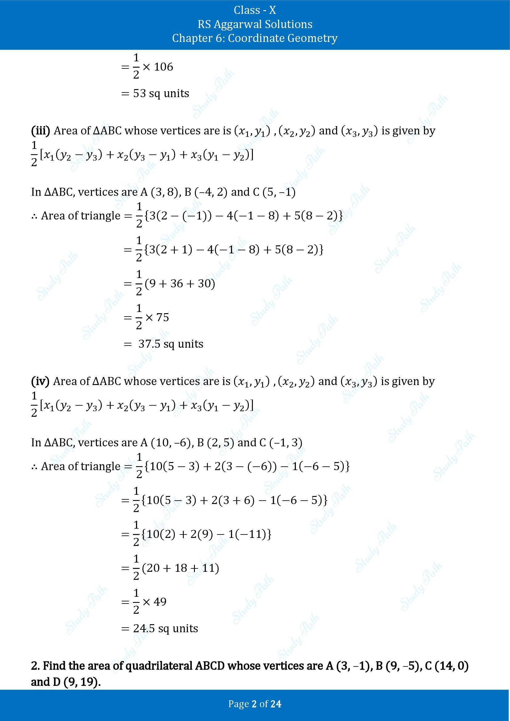 RS Aggarwal Solutions for Class 10 Chapter 6 Coordinate Geometry Exercise 6C 00002