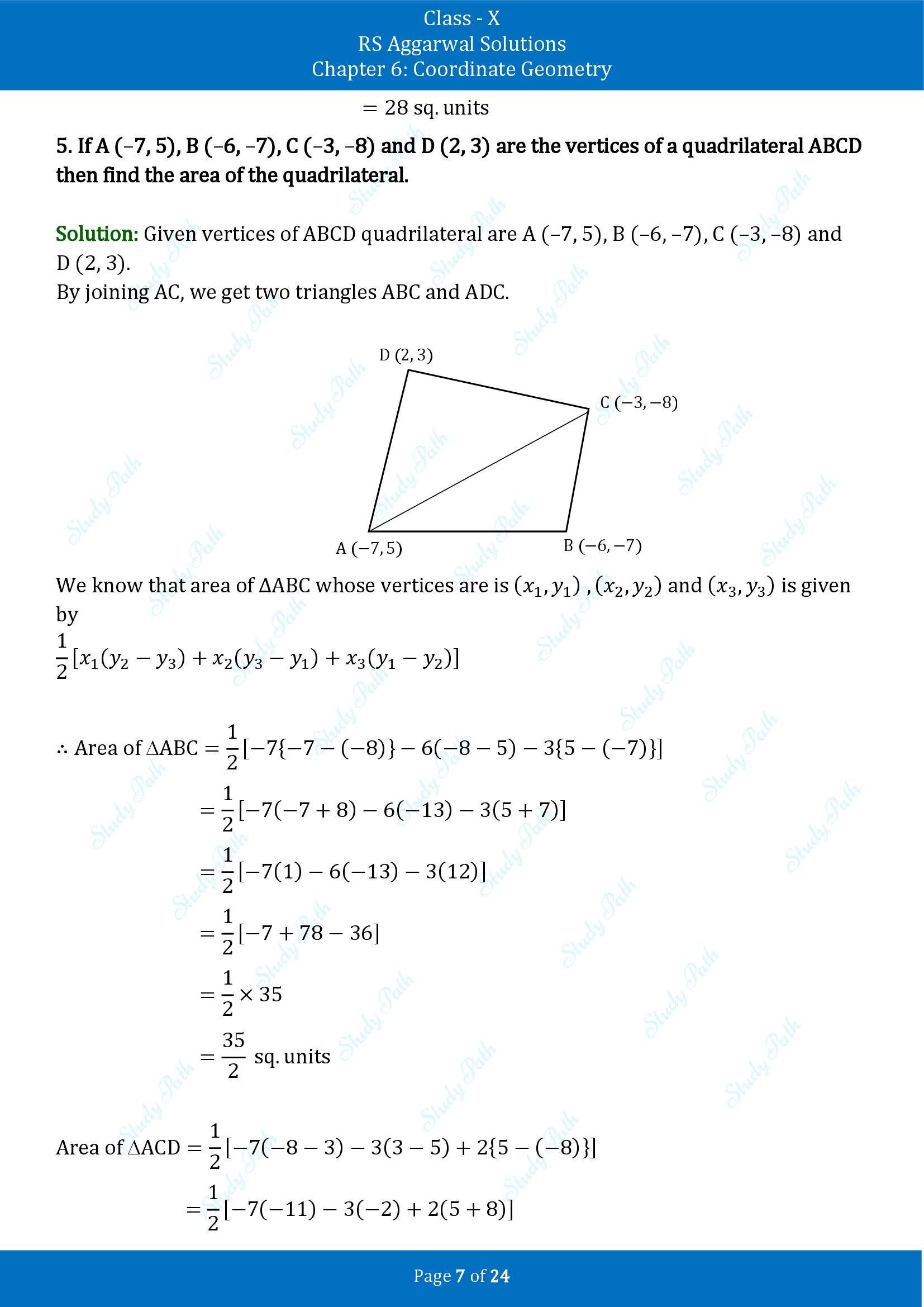RS Aggarwal Solutions for Class 10 Chapter 6 Coordinate Geometry Exercise 6C 00007