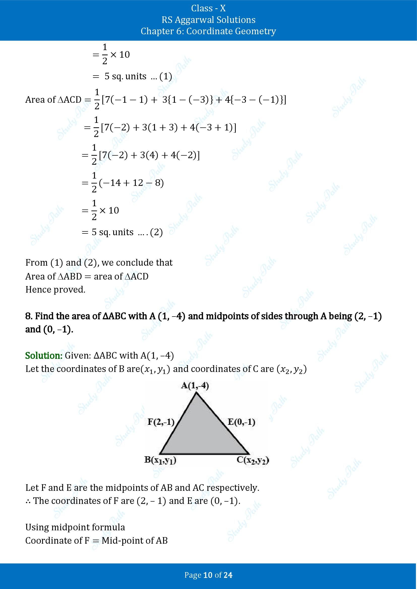 RS Aggarwal Solutions for Class 10 Chapter 6 Coordinate Geometry Exercise 6C 00010