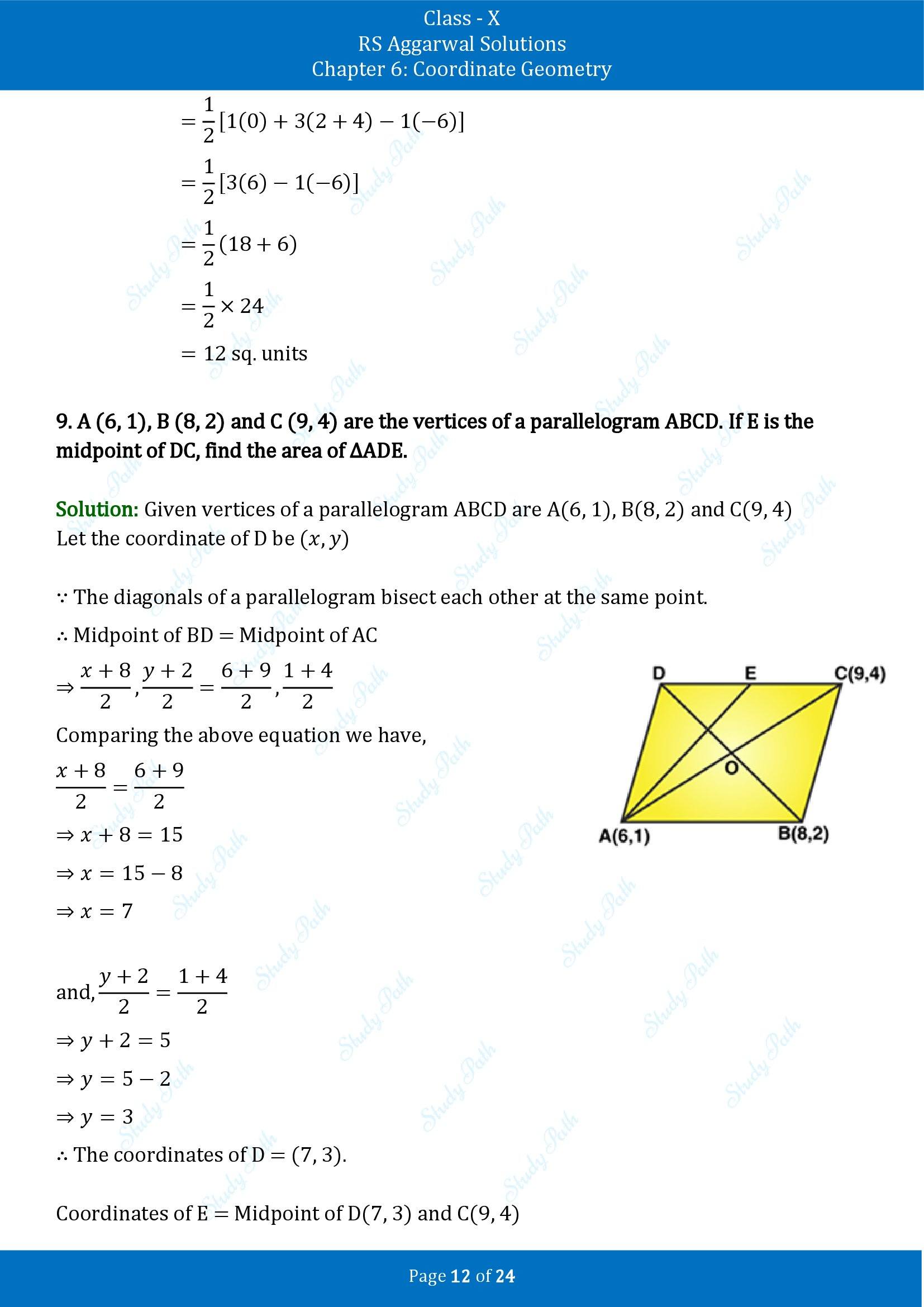 RS Aggarwal Solutions for Class 10 Chapter 6 Coordinate Geometry Exercise 6C 00012