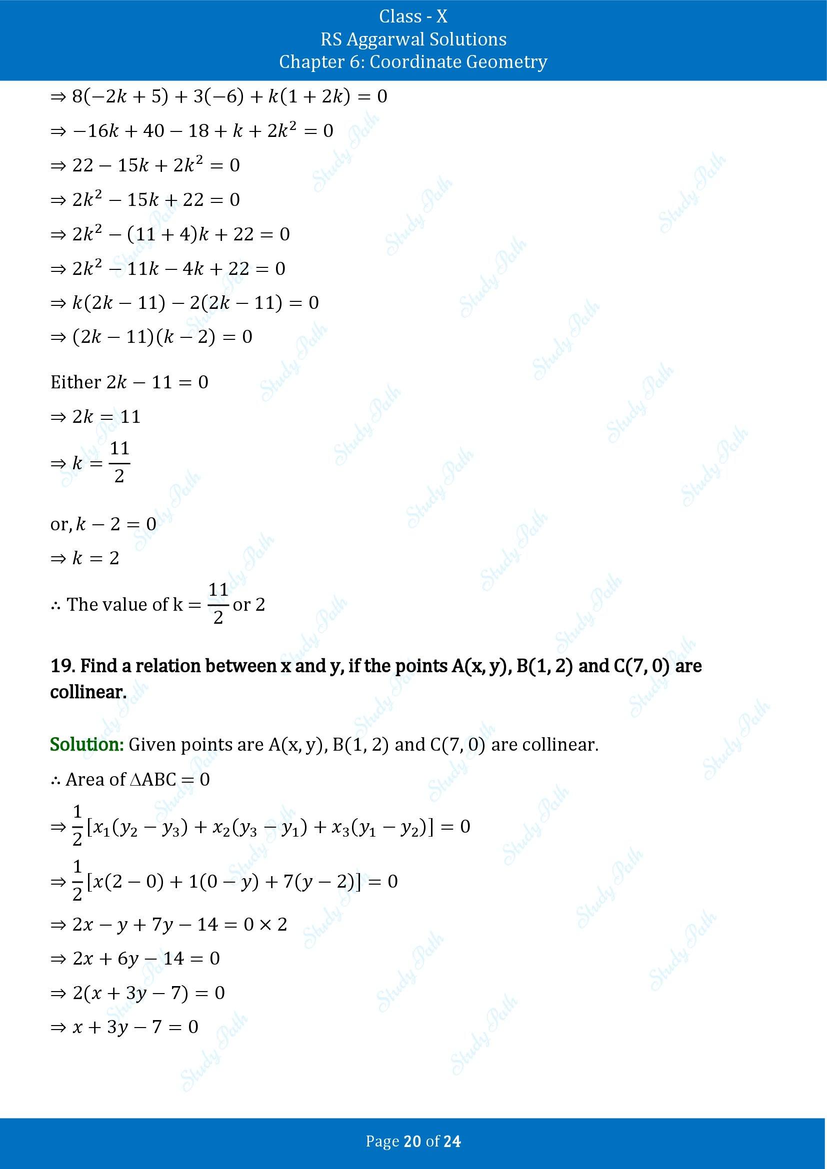 RS Aggarwal Solutions for Class 10 Chapter 6 Coordinate Geometry Exercise 6C 00020