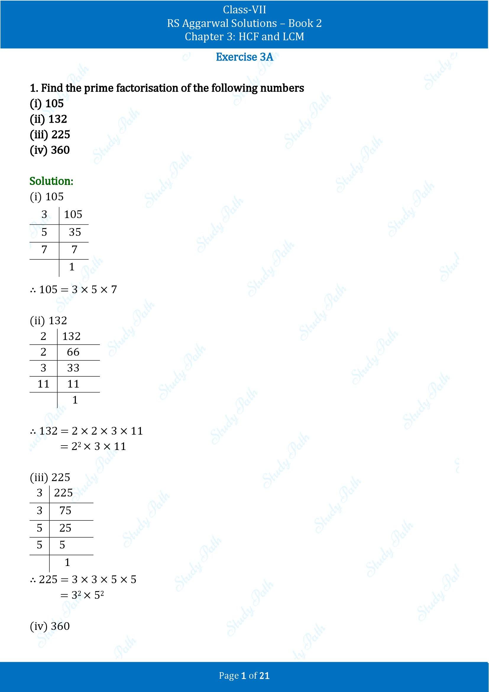 RS Aggarwal Solutions Class 7 Book 2 Chapter 3 HCF and LCM Exercise 3A 00001