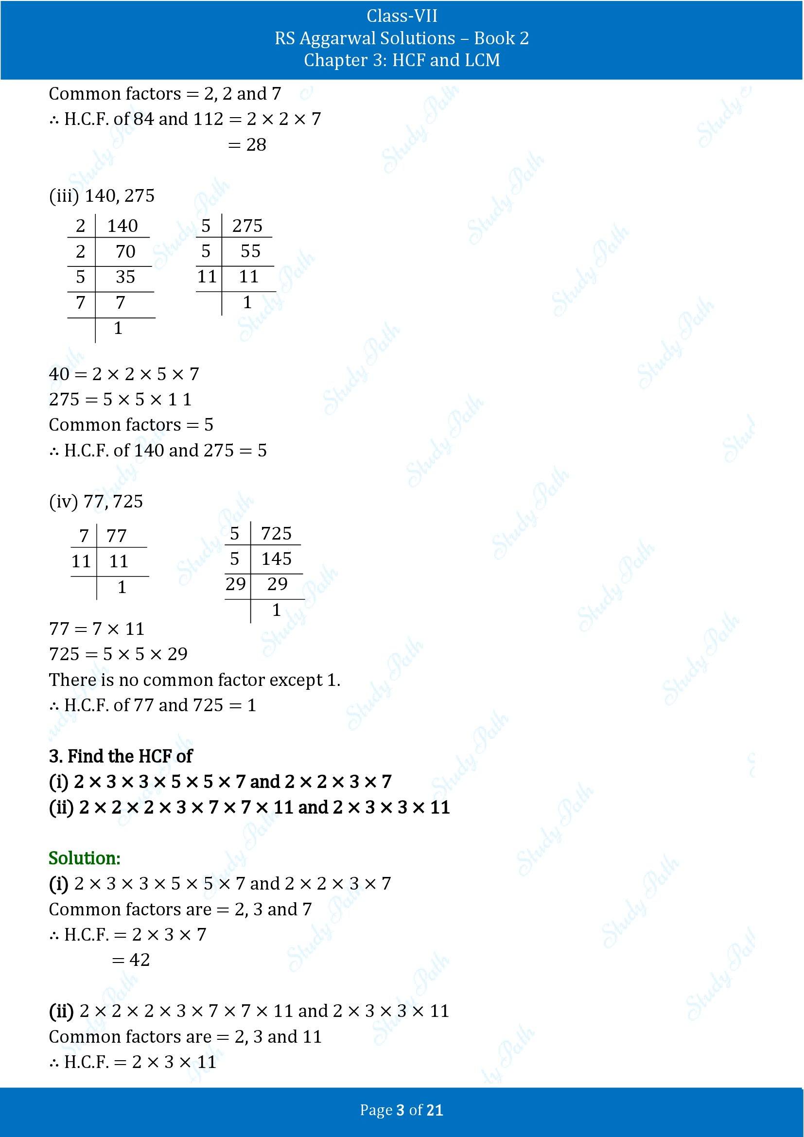 RS Aggarwal Solutions Class 7 Book 2 Chapter 3 HCF and LCM Exercise 3A 00003