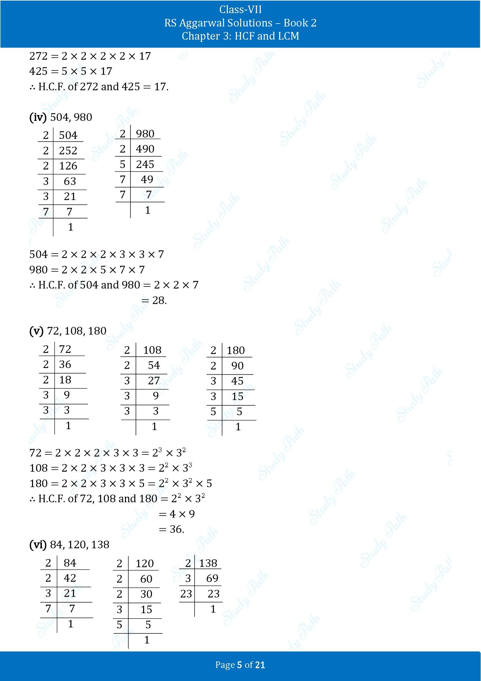 RS Aggarwal Solutions Class 7 Book 2 Chapter 3 HCF and LCM Exercise 3A 00005