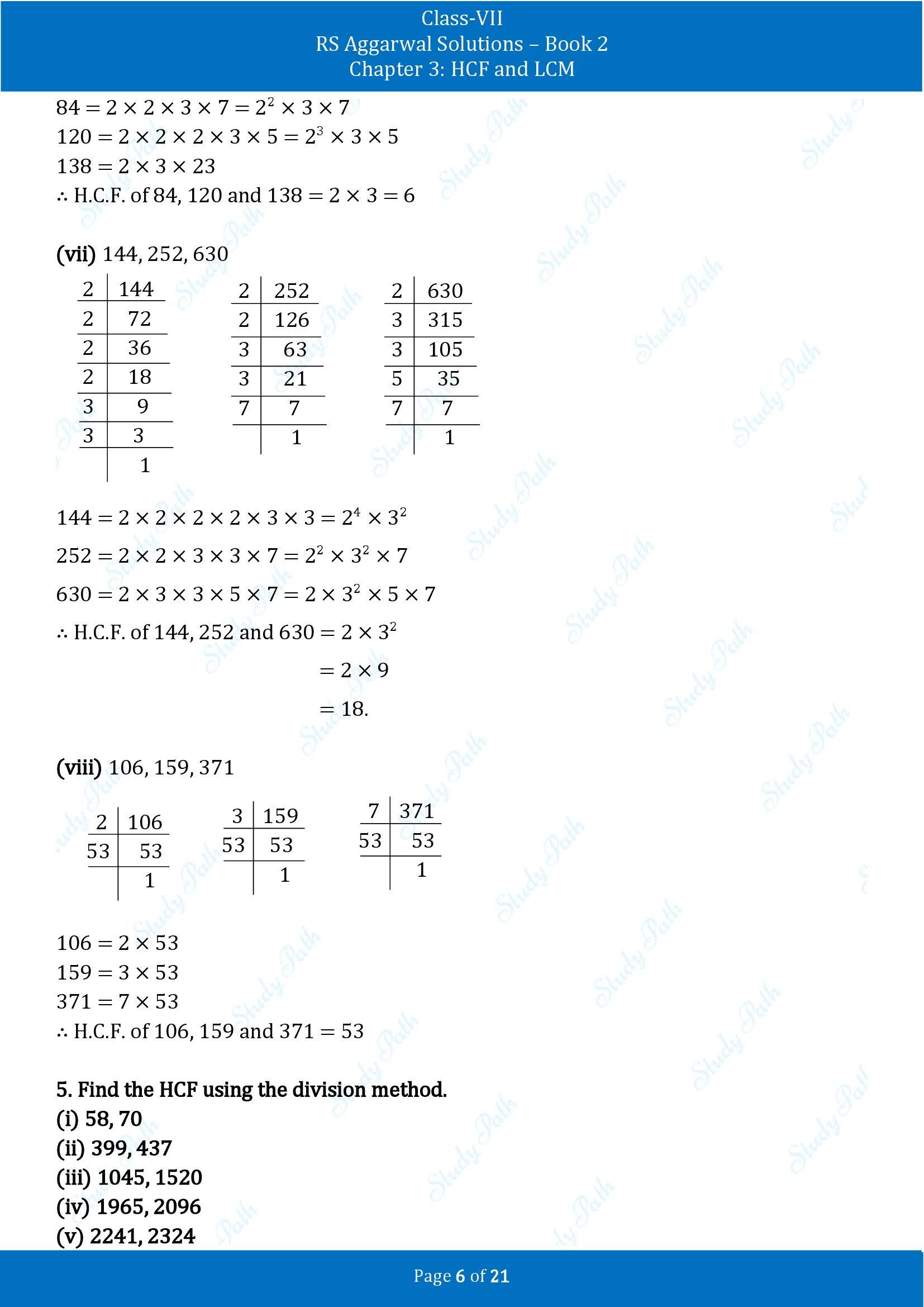 RS Aggarwal Solutions Class 7 Book 2 Chapter 3 HCF and LCM Exercise 3A 00006