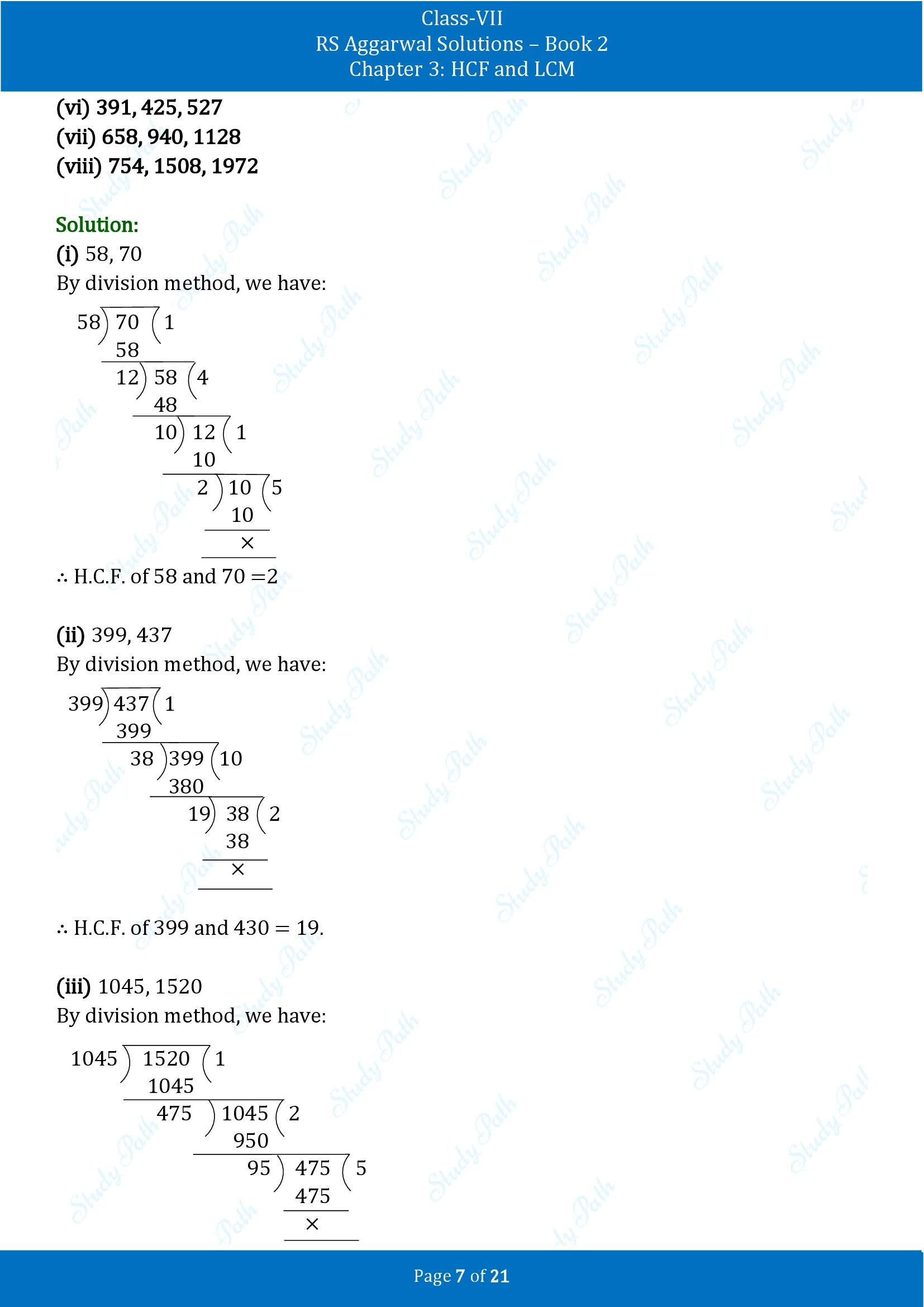 RS Aggarwal Solutions Class 7 Book 2 Chapter 3 HCF and LCM Exercise 3A 00007