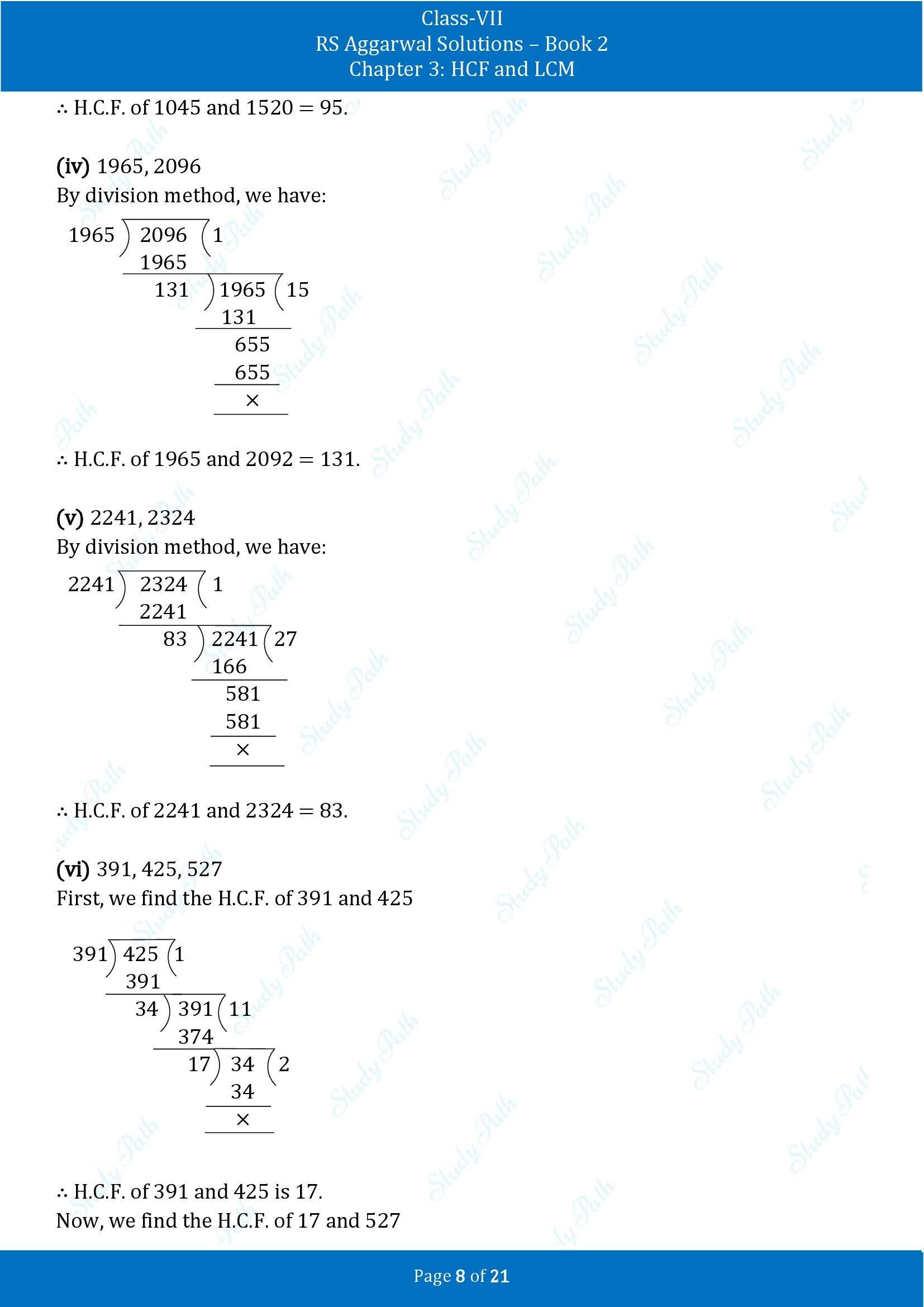 RS Aggarwal Solutions Class 7 Book 2 Chapter 3 HCF and LCM Exercise 3A 00008