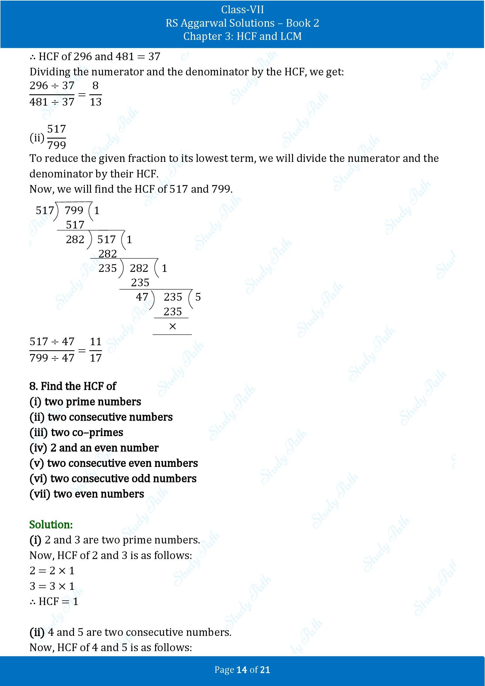 RS Aggarwal Solutions Class 7 Book 2 Chapter 3 HCF and LCM Exercise 3A 00014