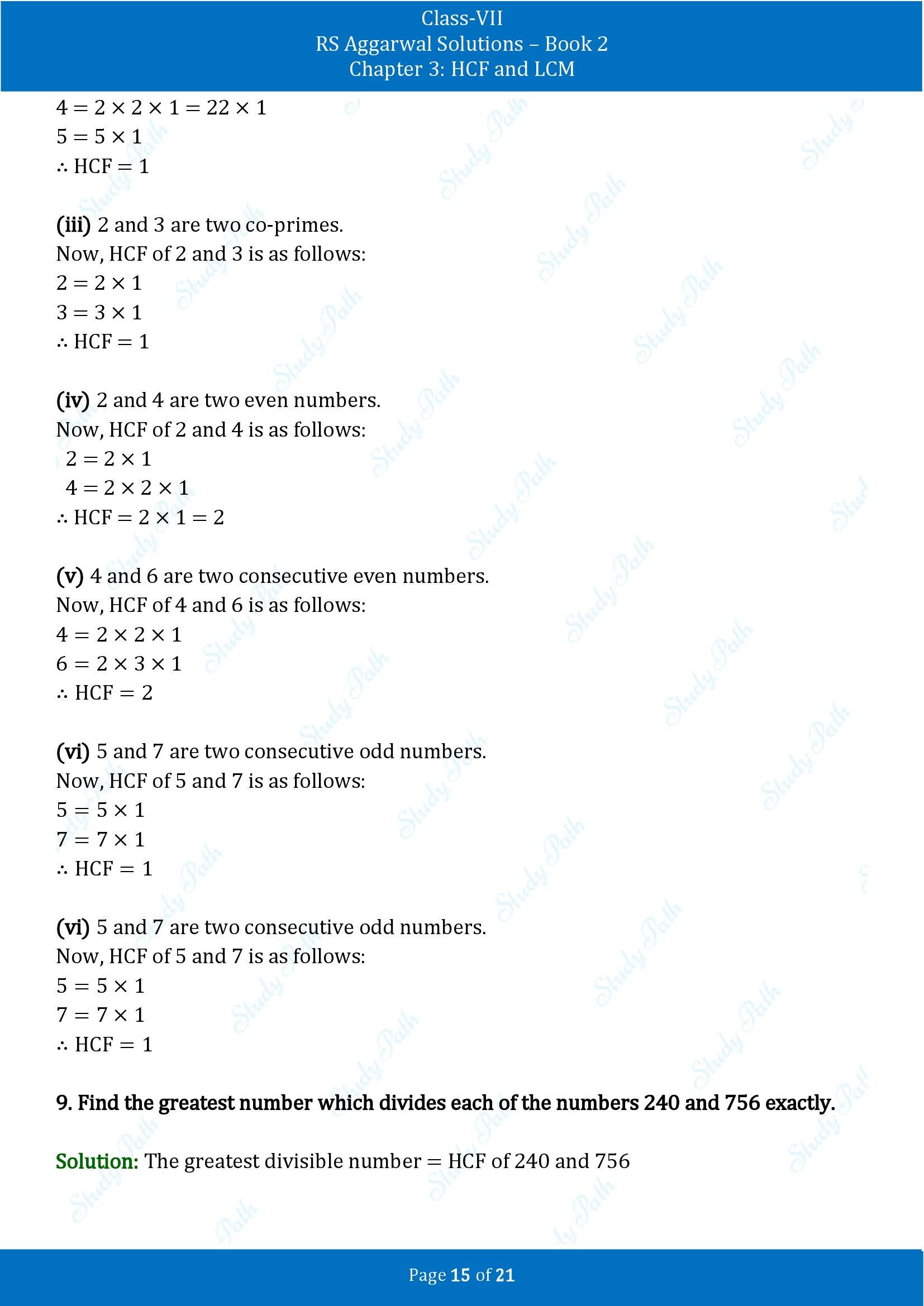 RS Aggarwal Solutions Class 7 Book 2 Chapter 3 HCF and LCM Exercise 3A 00015