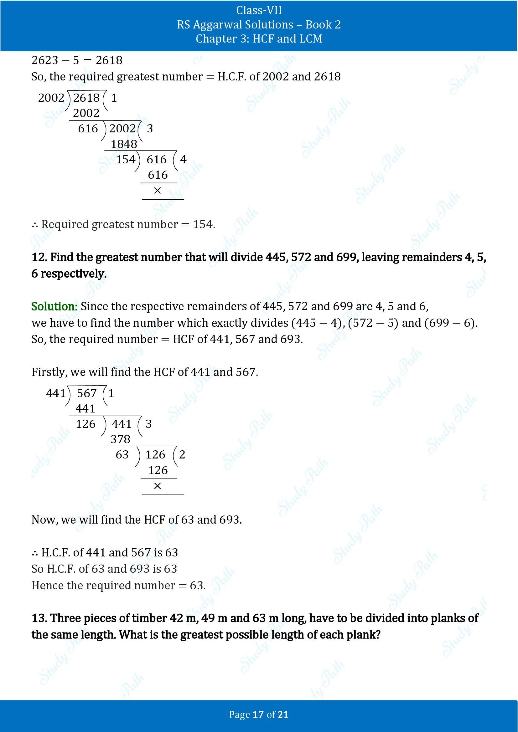 RS Aggarwal Solutions Class 7 Book 2 Chapter 3 HCF and LCM Exercise 3A 00017