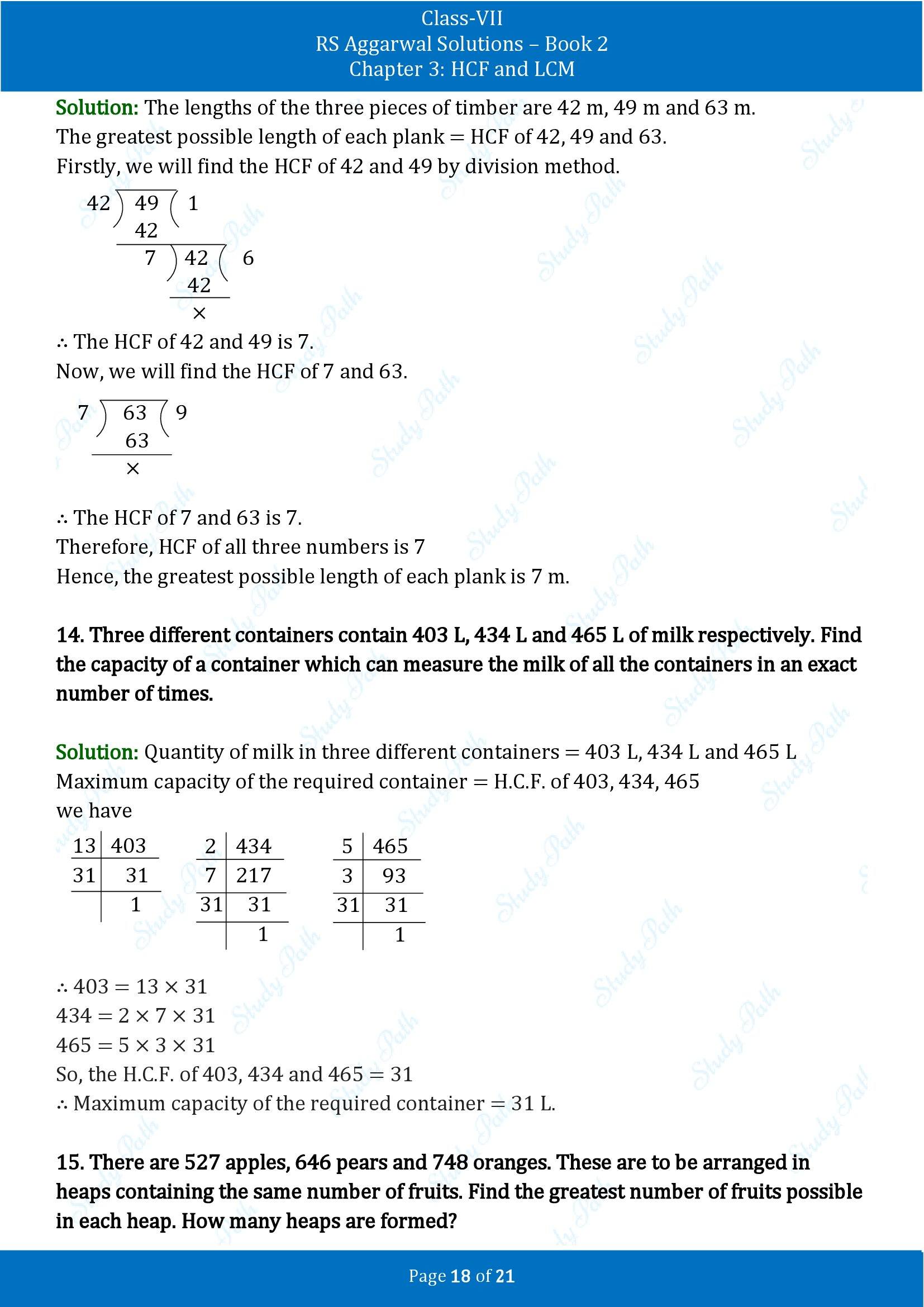 RS Aggarwal Solutions Class 7 Book 2 Chapter 3 HCF and LCM Exercise 3A 00018