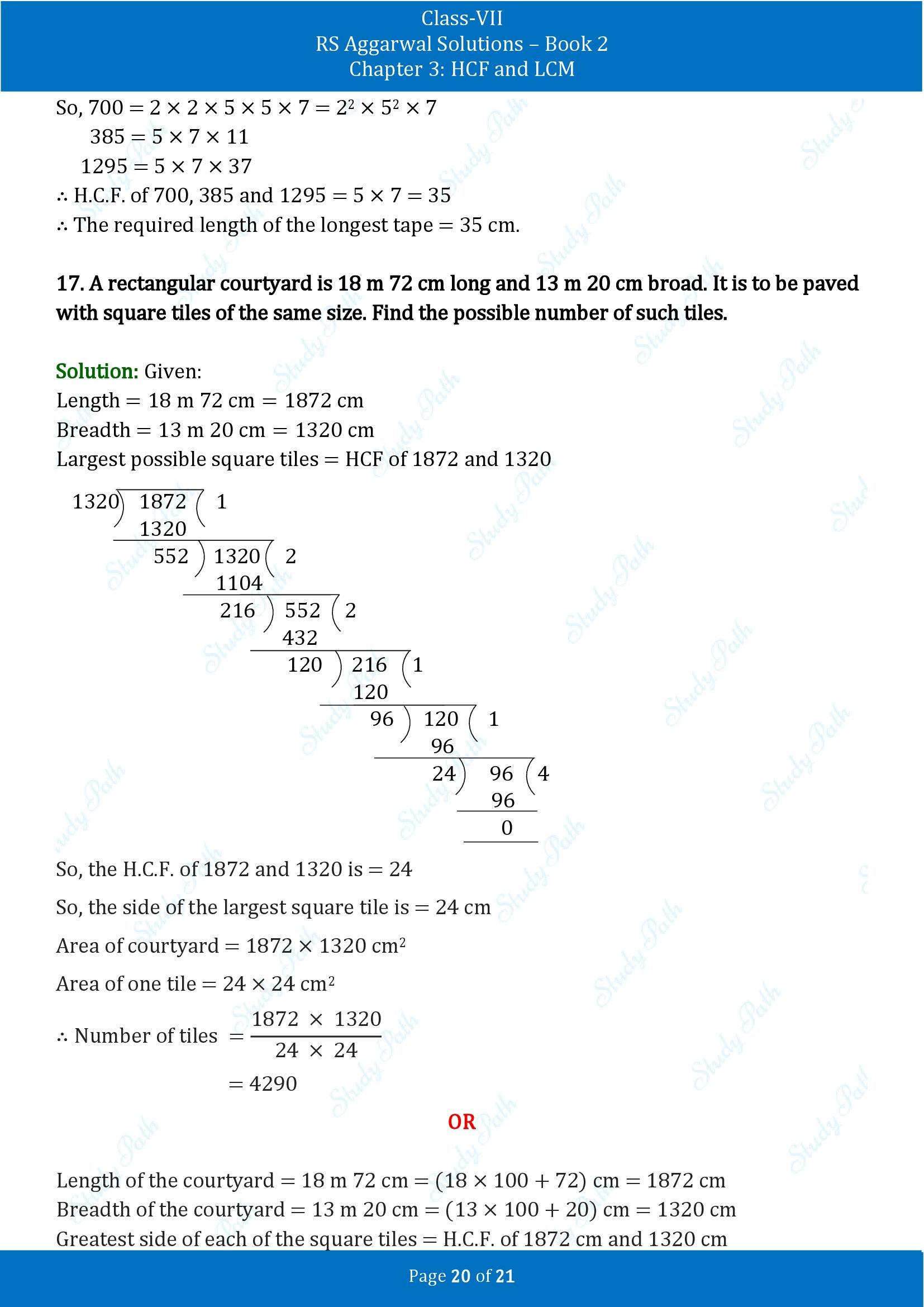 RS Aggarwal Solutions Class 7 Book 2 Chapter 3 HCF and LCM Exercise 3A 00020