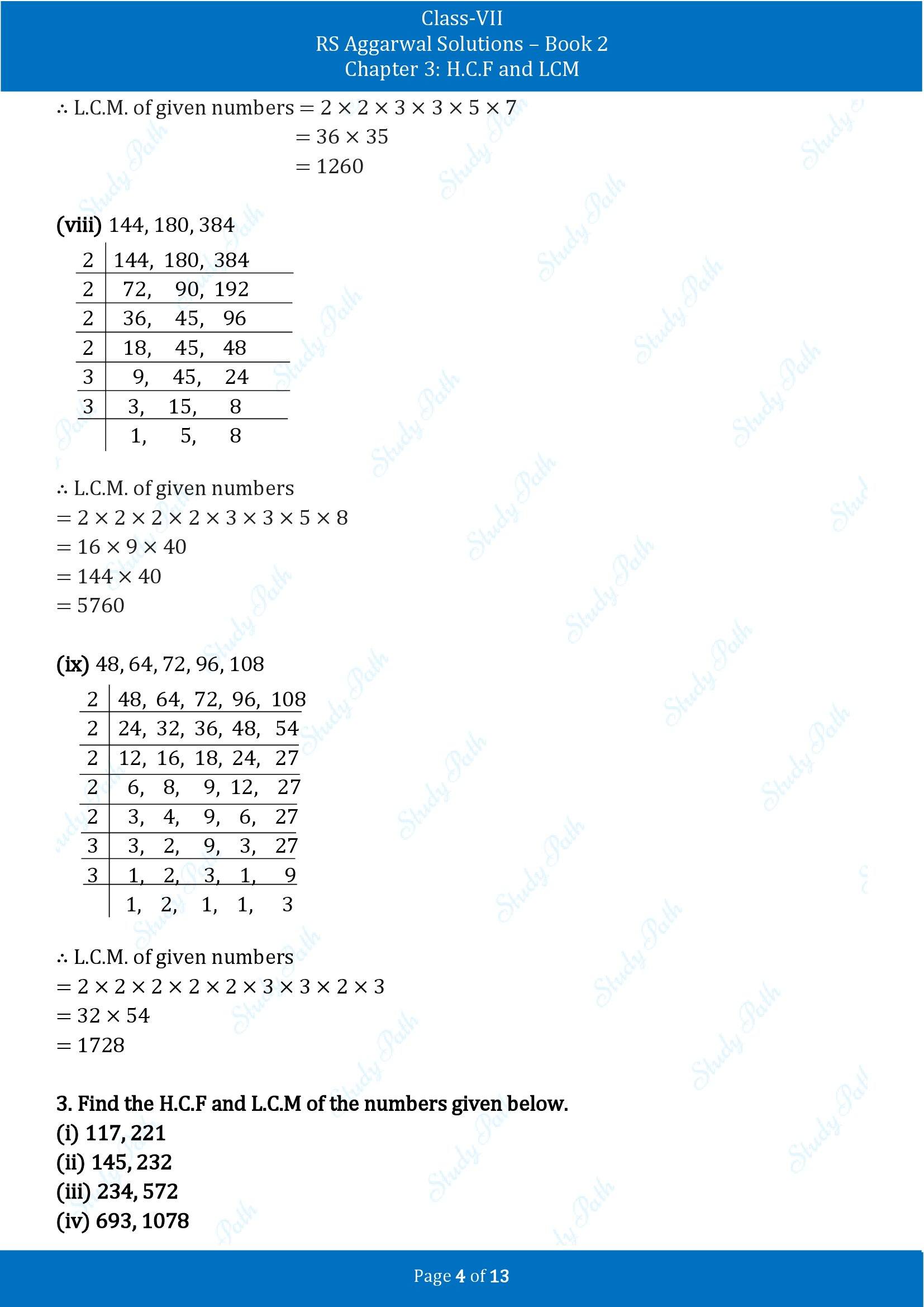 RS Aggarwal Solutions Class 7 Book 2 Chapter 3 HCF and LCM Exercise 3B 00004