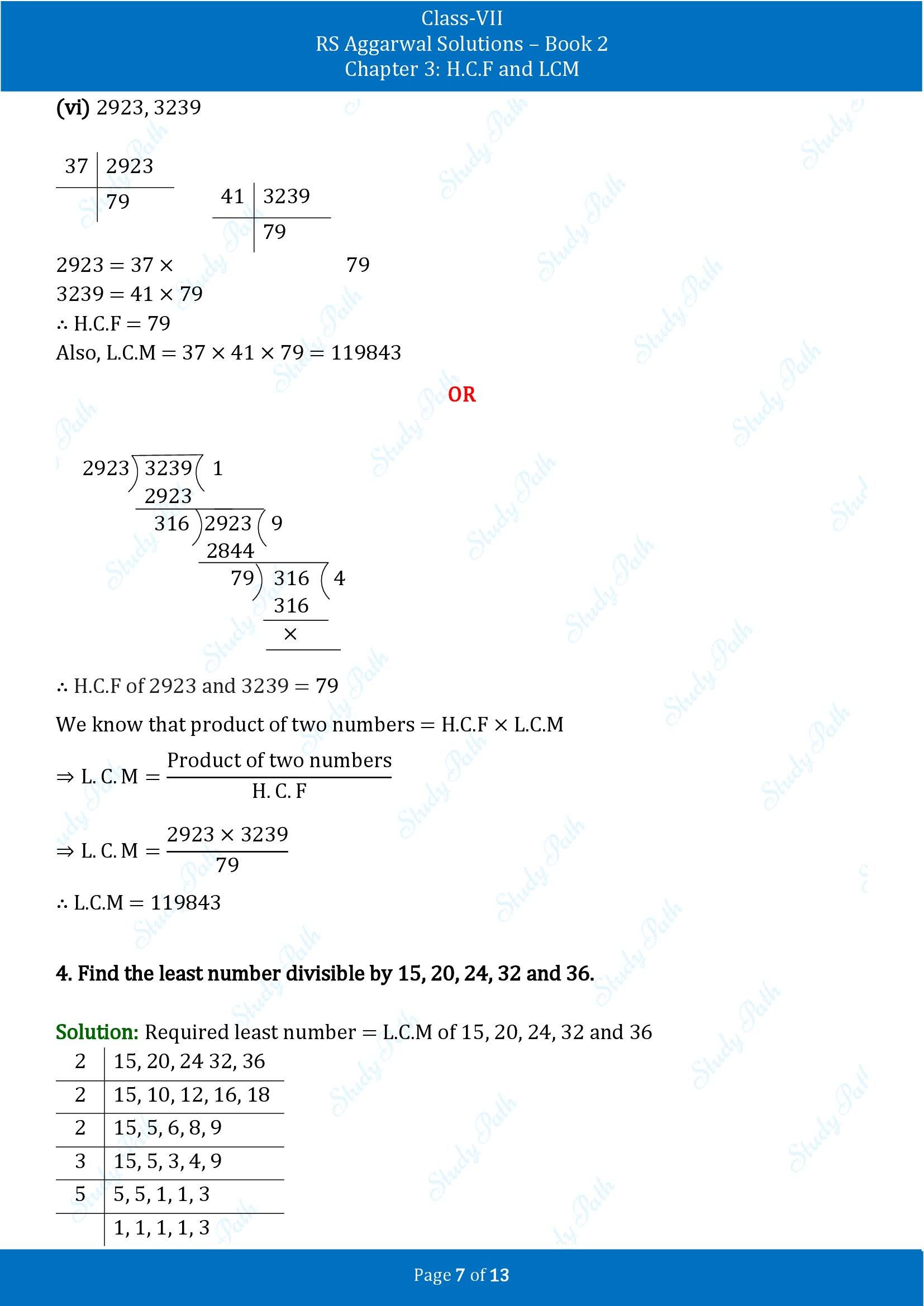 RS Aggarwal Solutions Class 7 Book 2 Chapter 3 HCF and LCM Exercise 3B 00007