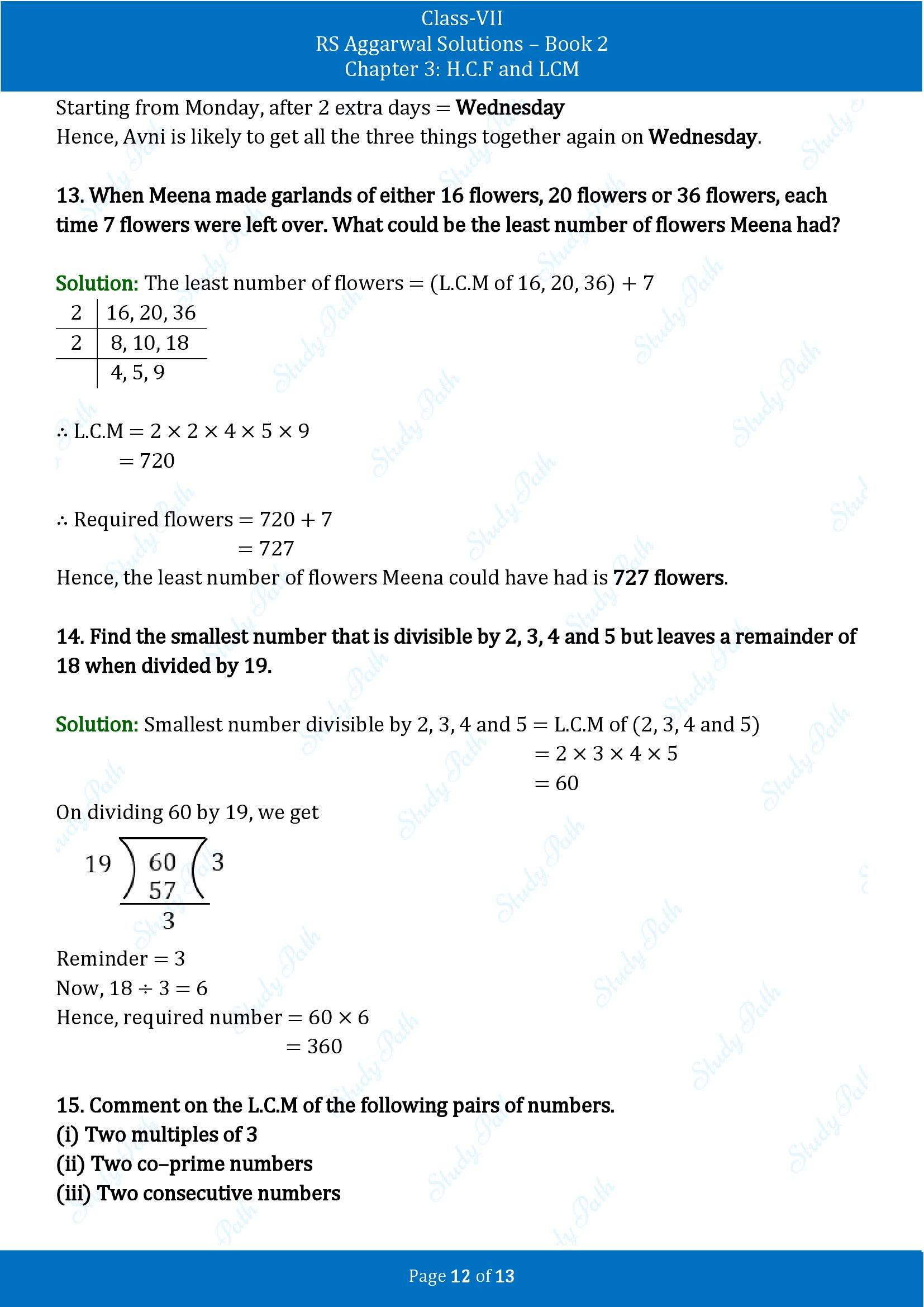 RS Aggarwal Solutions Class 7 Book 2 Chapter 3 HCF and LCM Exercise 3B 00012