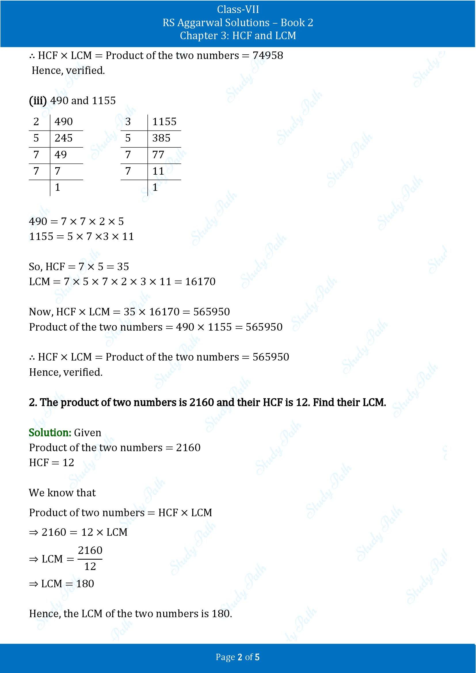 RS Aggarwal Solutions Class 7 Book 2 Chapter 3 HCF and LCM Exercise 3C 00002
