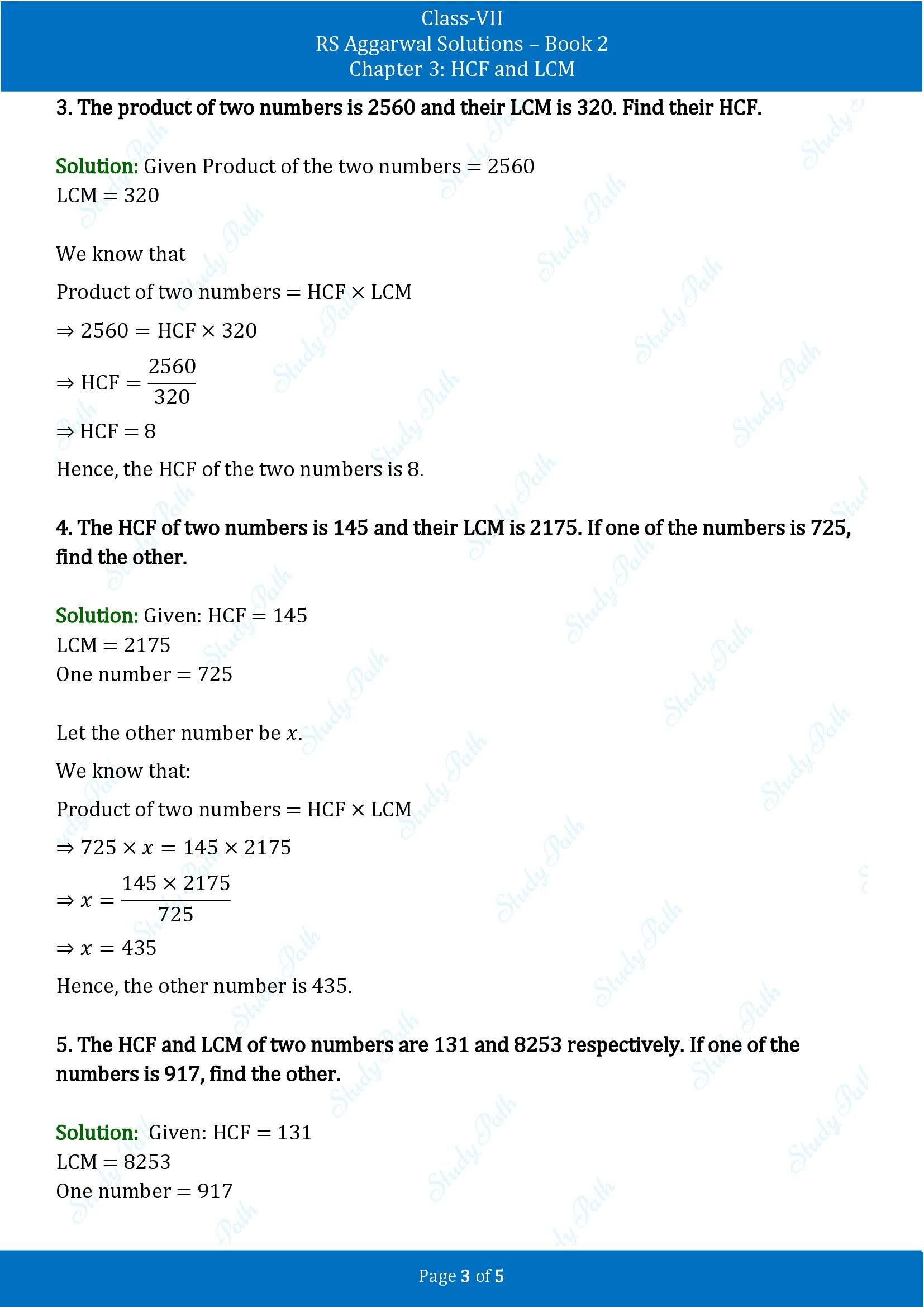 RS Aggarwal Solutions Class 7 Book 2 Chapter 3 HCF and LCM Exercise 3C 00003