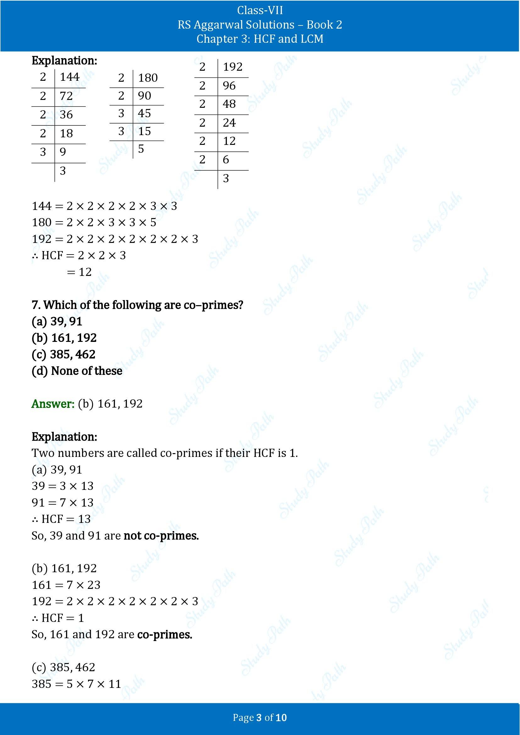 RS Aggarwal Solutions Class 7 Book 2 Chapter 3 HCF and LCM Exercise 3D 00003