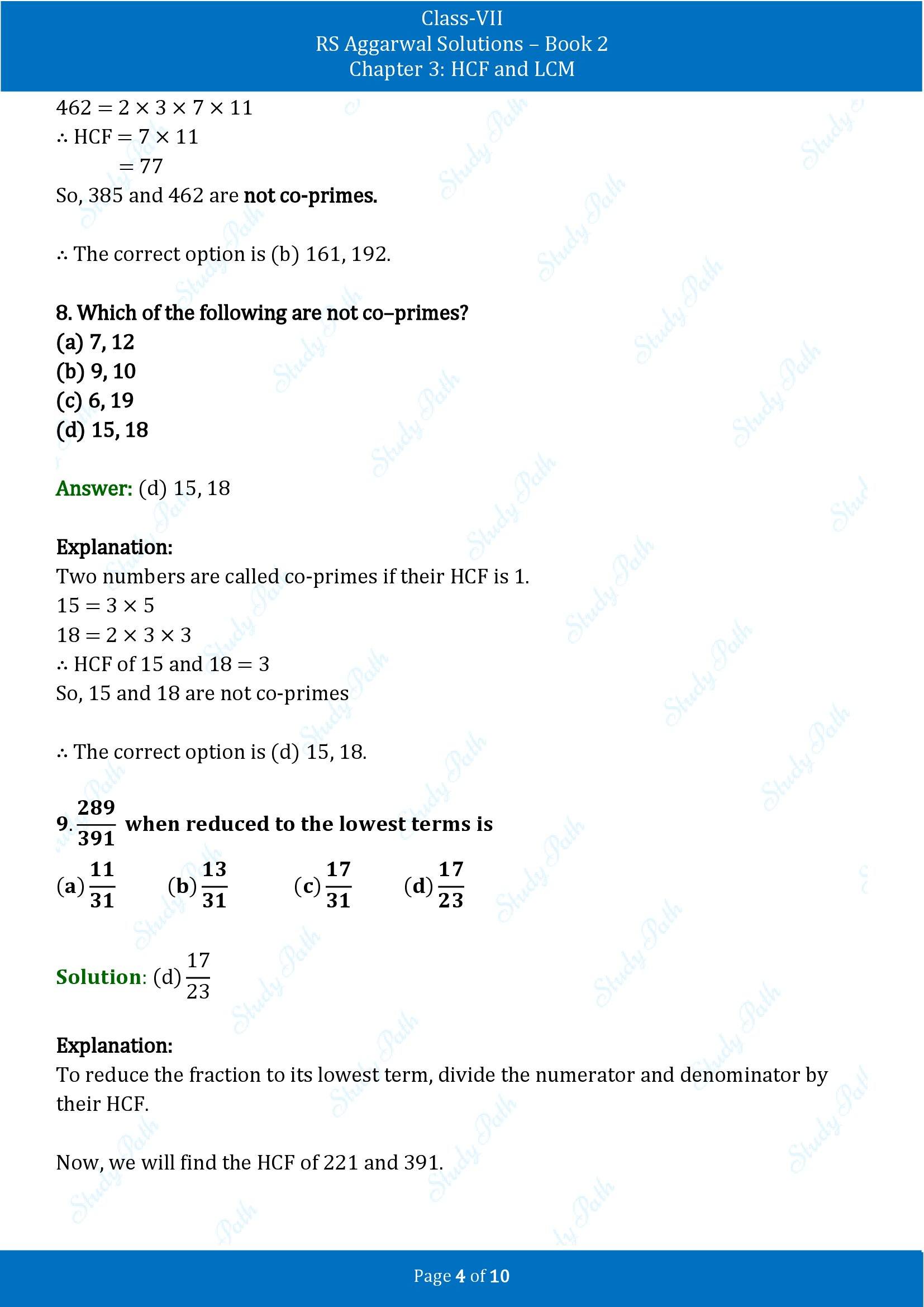 RS Aggarwal Solutions Class 7 Book 2 Chapter 3 HCF and LCM Exercise 3D 00004