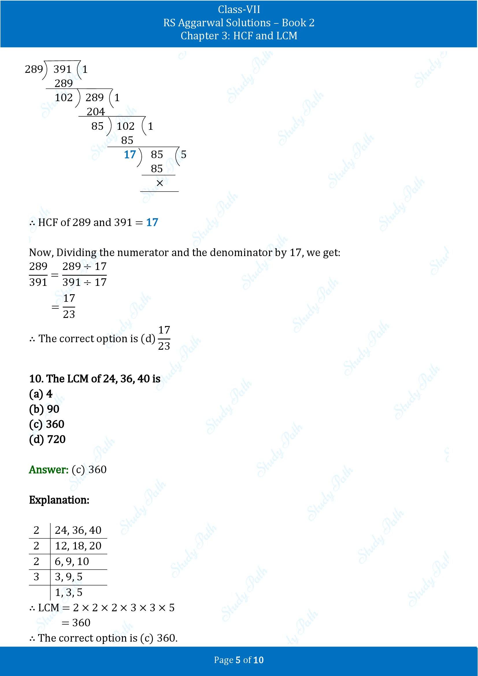 RS Aggarwal Solutions Class 7 Book 2 Chapter 3 HCF and LCM Exercise 3D 00005